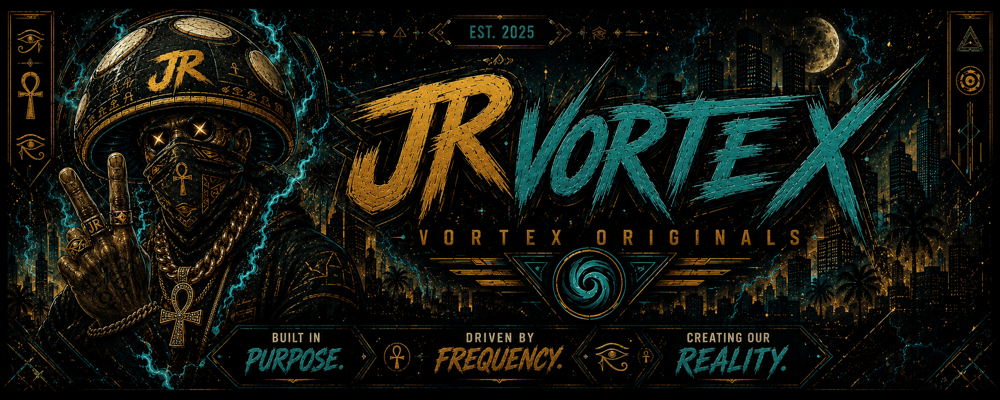 Vortex Originals collection banner with JR Vortex logo on dark textured background