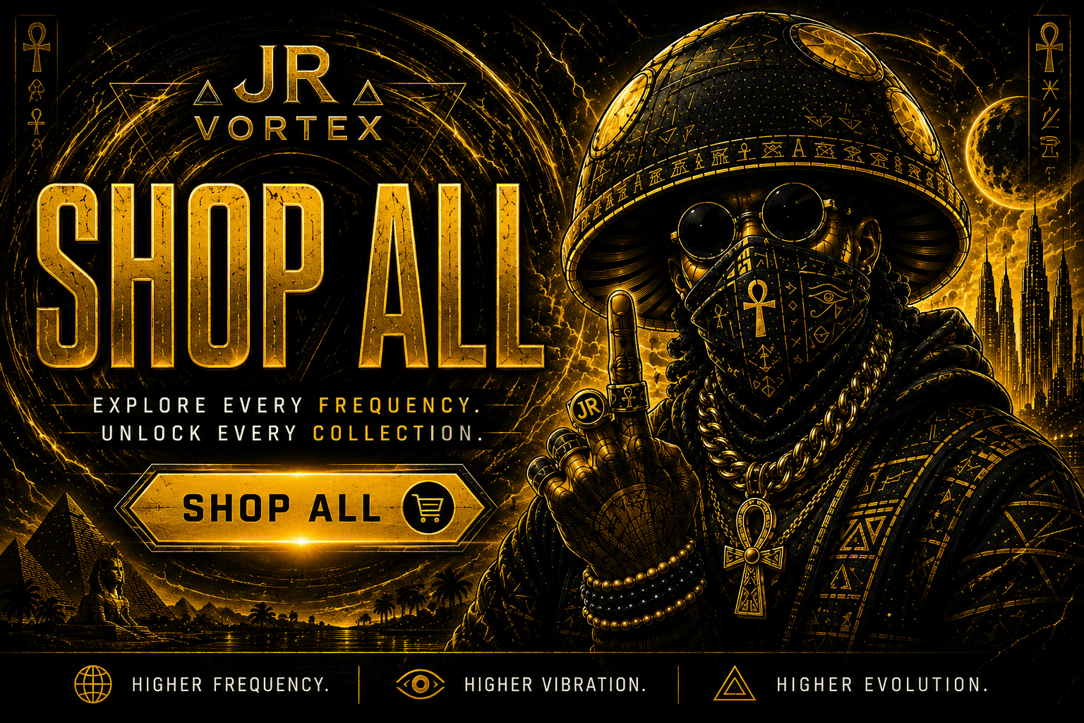 Alien Utopia collection banner featuring cosmic streetwear inspired by alien civilizations