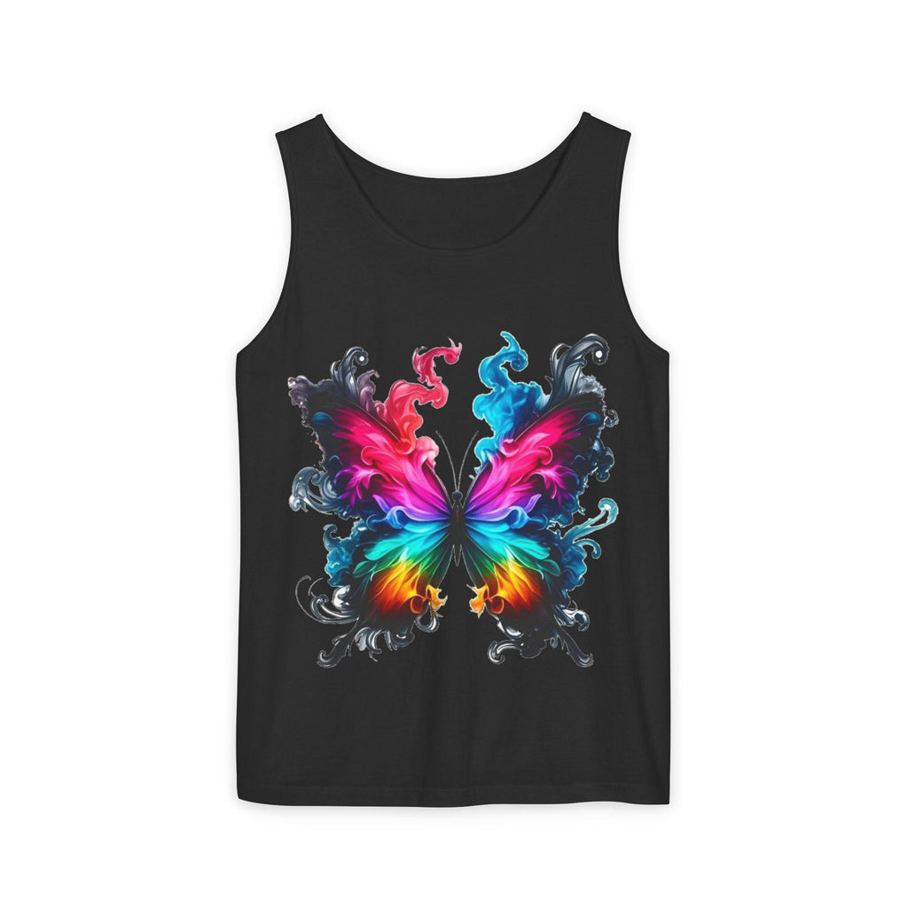 Vibrant Butterfly Design Unisex Tank Top | Colorful Summer Sleeveless Shirt, Gift for Nature Lovers, Festival Wear, Eco-Friendly Fashion Printify