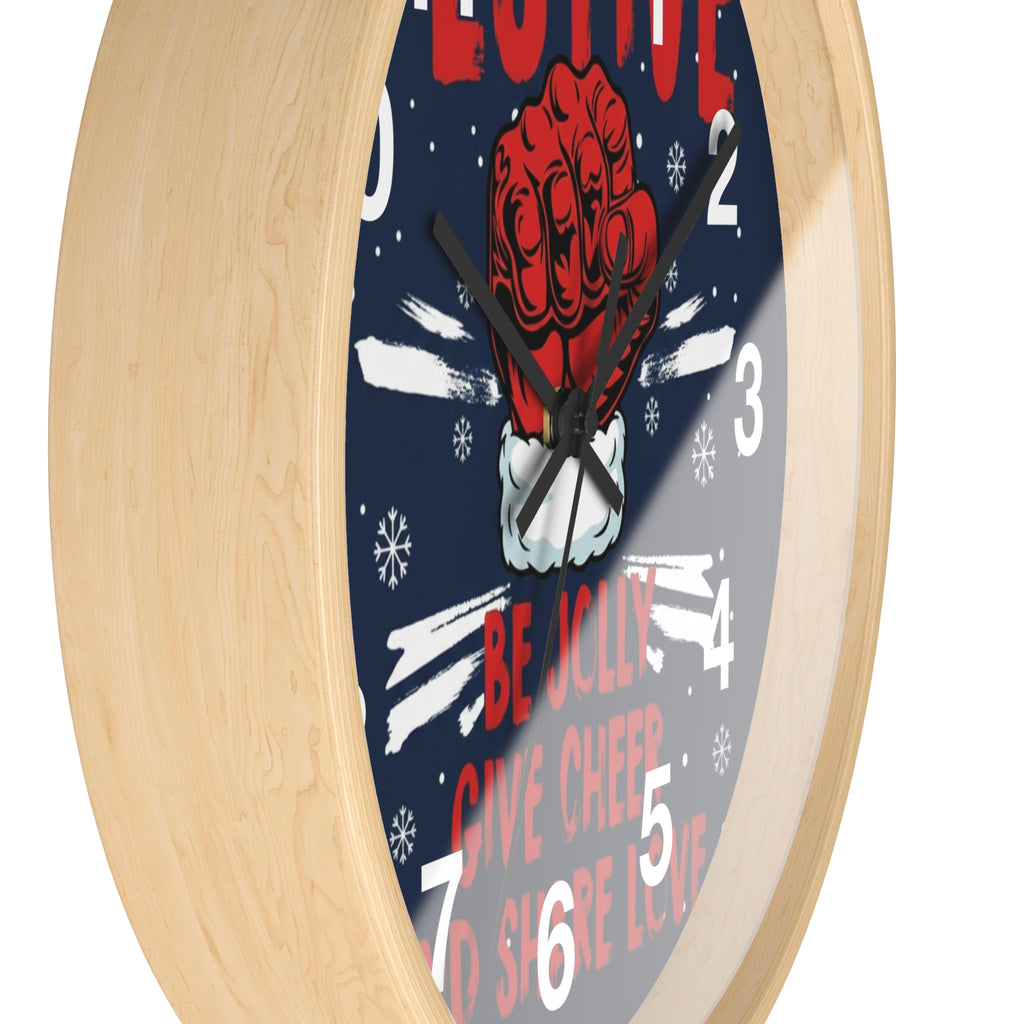 Festive Holiday Wall Clock — "Be Jolly, Give Cheer and Share Love"