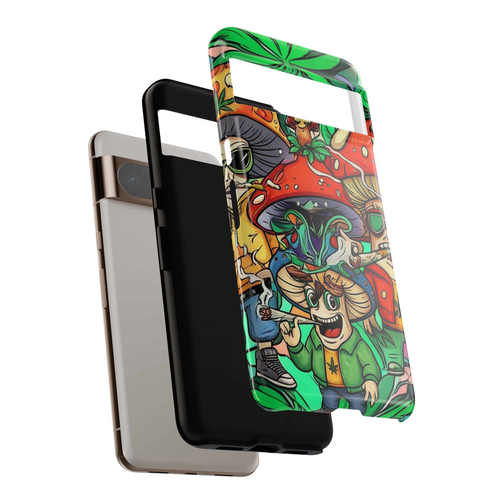 Vibrant Phone Case Featuring Funky Mushroom Art, Tough Cases, Trendy Accessories, Unique Gifts, Eclectic Style, Phone Protection Printify