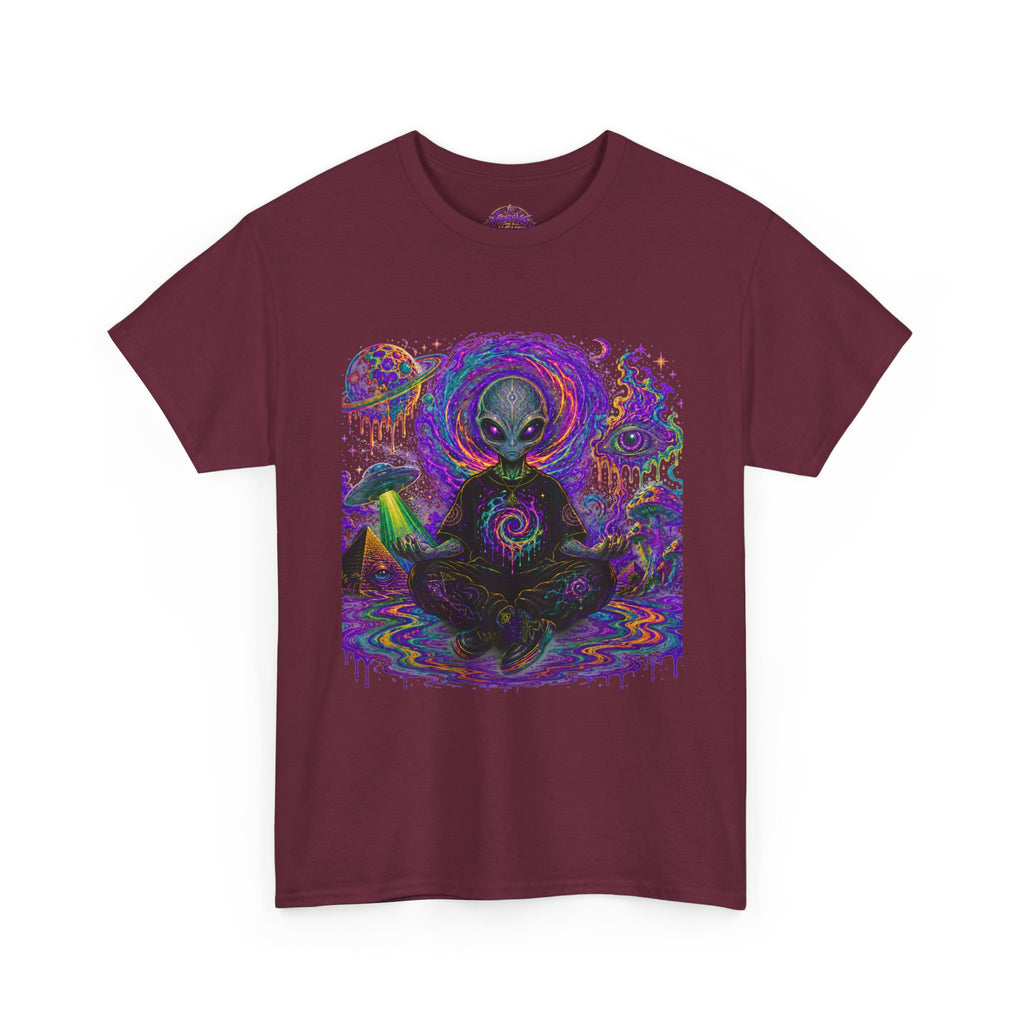 Alien Meditation T-Shirt — Psychedelic Cosmic Yoga Graphic Tee