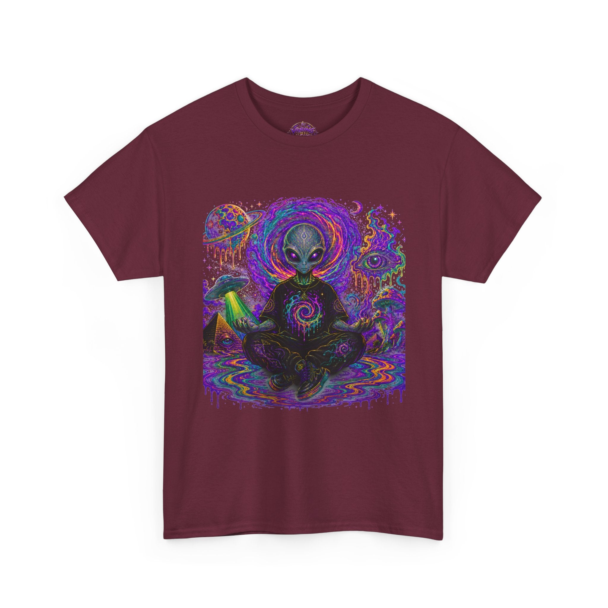 Alien Meditation T-Shirt — Psychedelic Cosmic Yoga Graphic Tee