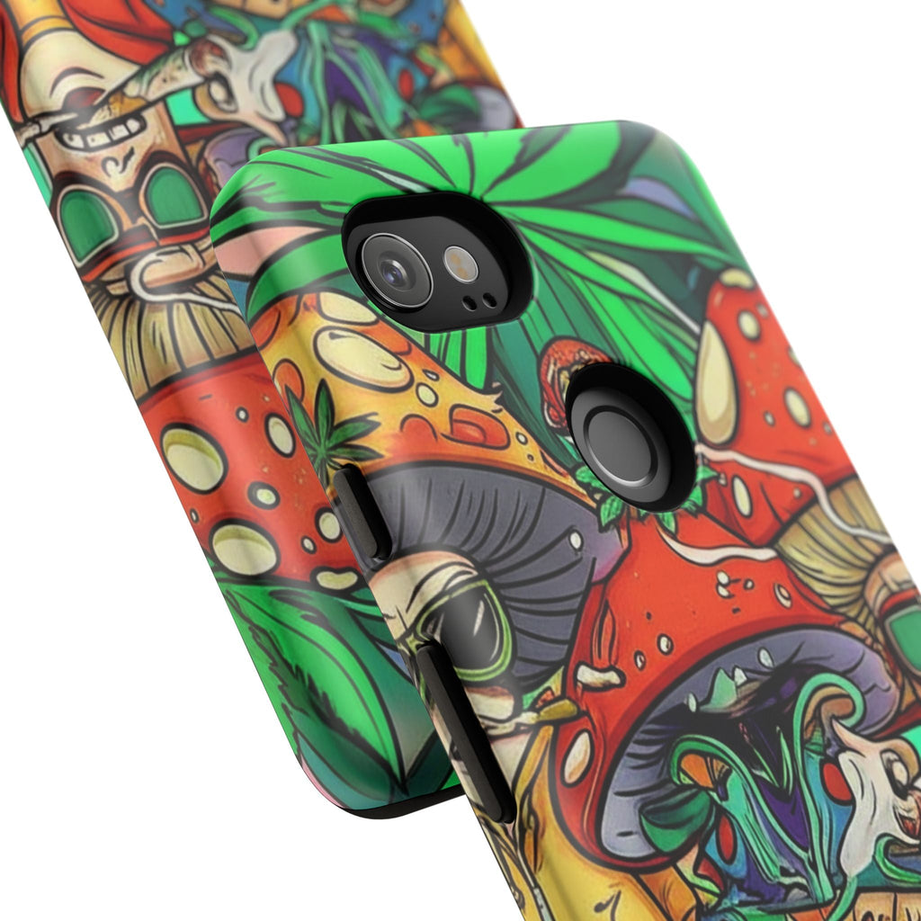 Vibrant Phone Case Featuring Funky Mushroom Art, Tough Cases, Trendy Accessories, Unique Gifts, Eclectic Style, Phone Protection Printify