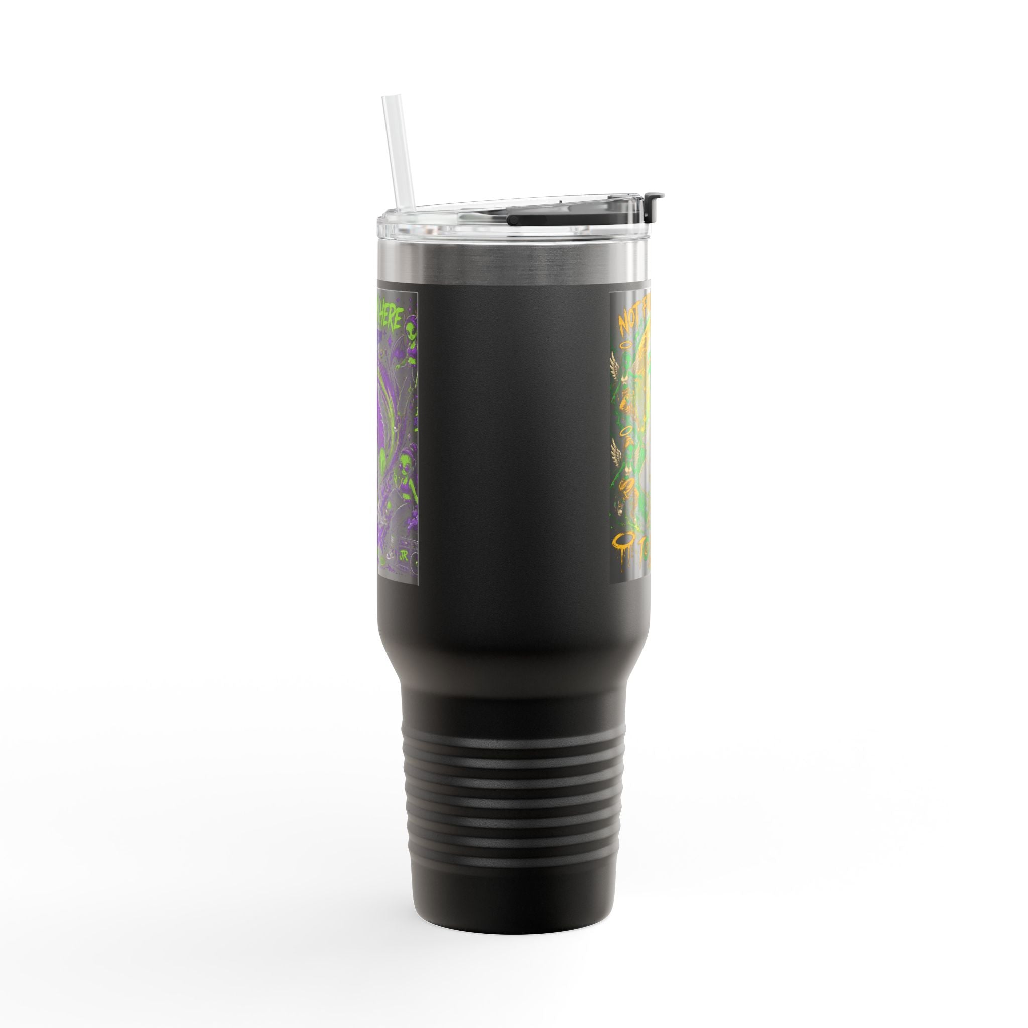 40oz Insulated Travel Mug — "Not From Here to Fit In" Alien Graphic