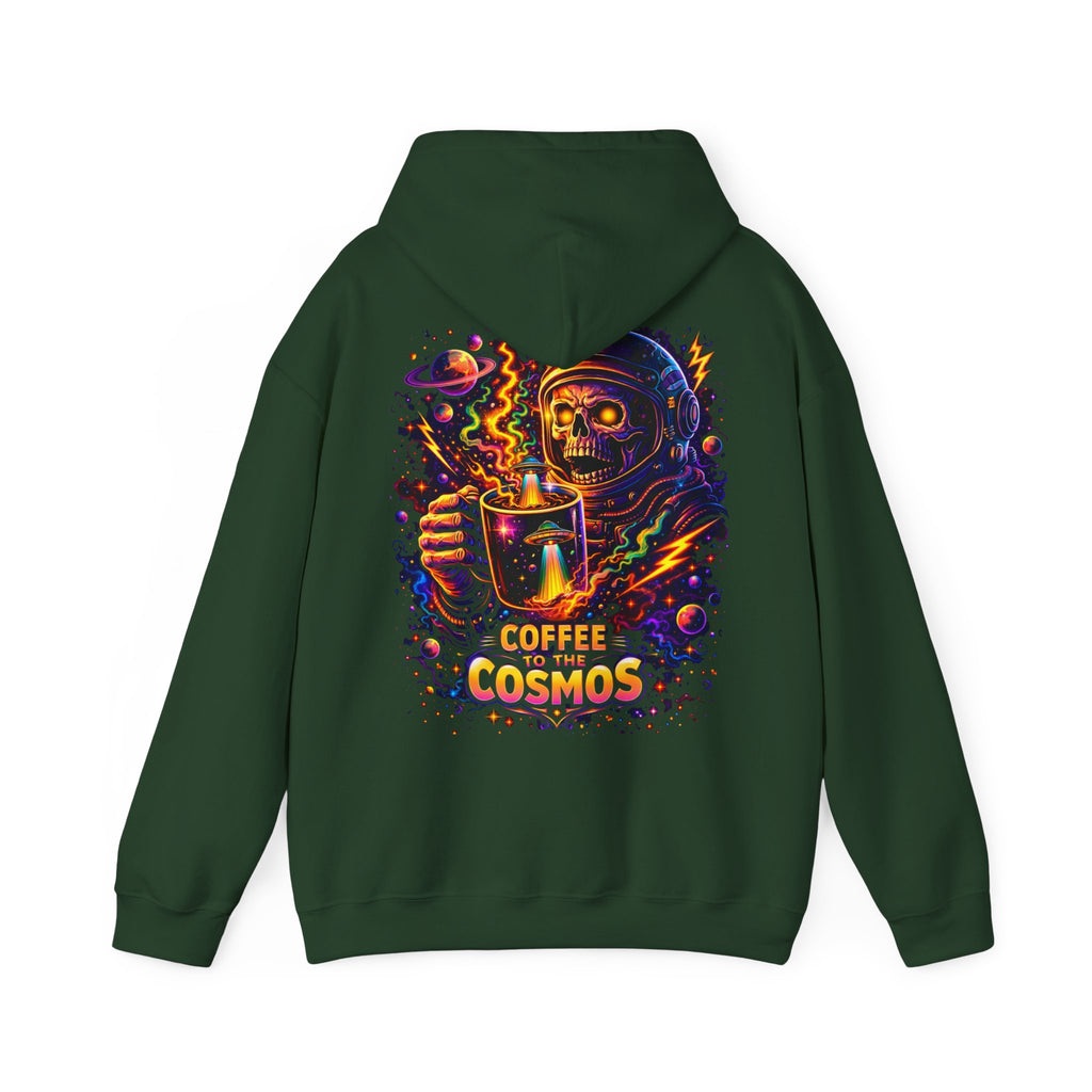 Cosmic Coffee Hoodie — "Coffee to the Cosmos" Astronaut Skull Graphic Hoodie Printify