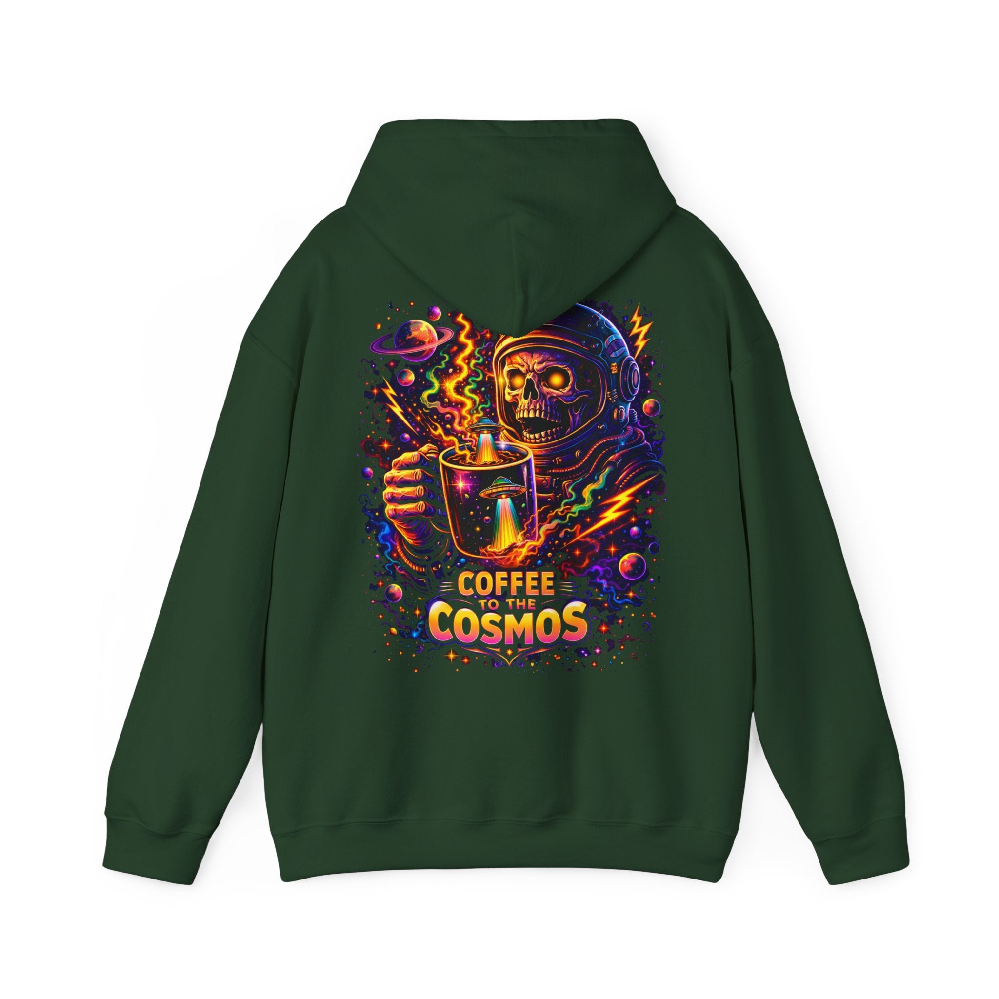 Cosmic Coffee Hoodie — "Coffee to the Cosmos" Astronaut Skull Graphic Hoodie Printify
