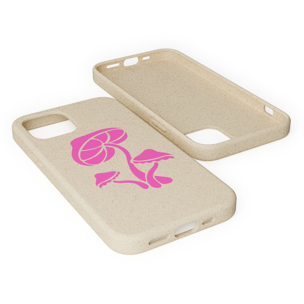 Eco-Friendly Phone Case with Pink Mushroom Design, Biodegradable Phone Cover, Sustainable Gift for Nature Lovers, Earth Day Gift, Cute Phone