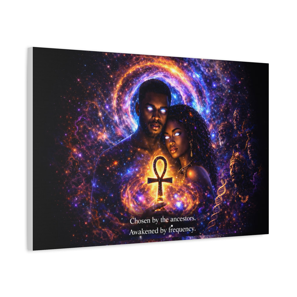 Ankh of the Cosmos Canvas Art — Afrocentric Mystic Couple Matte Stretched Print Printify