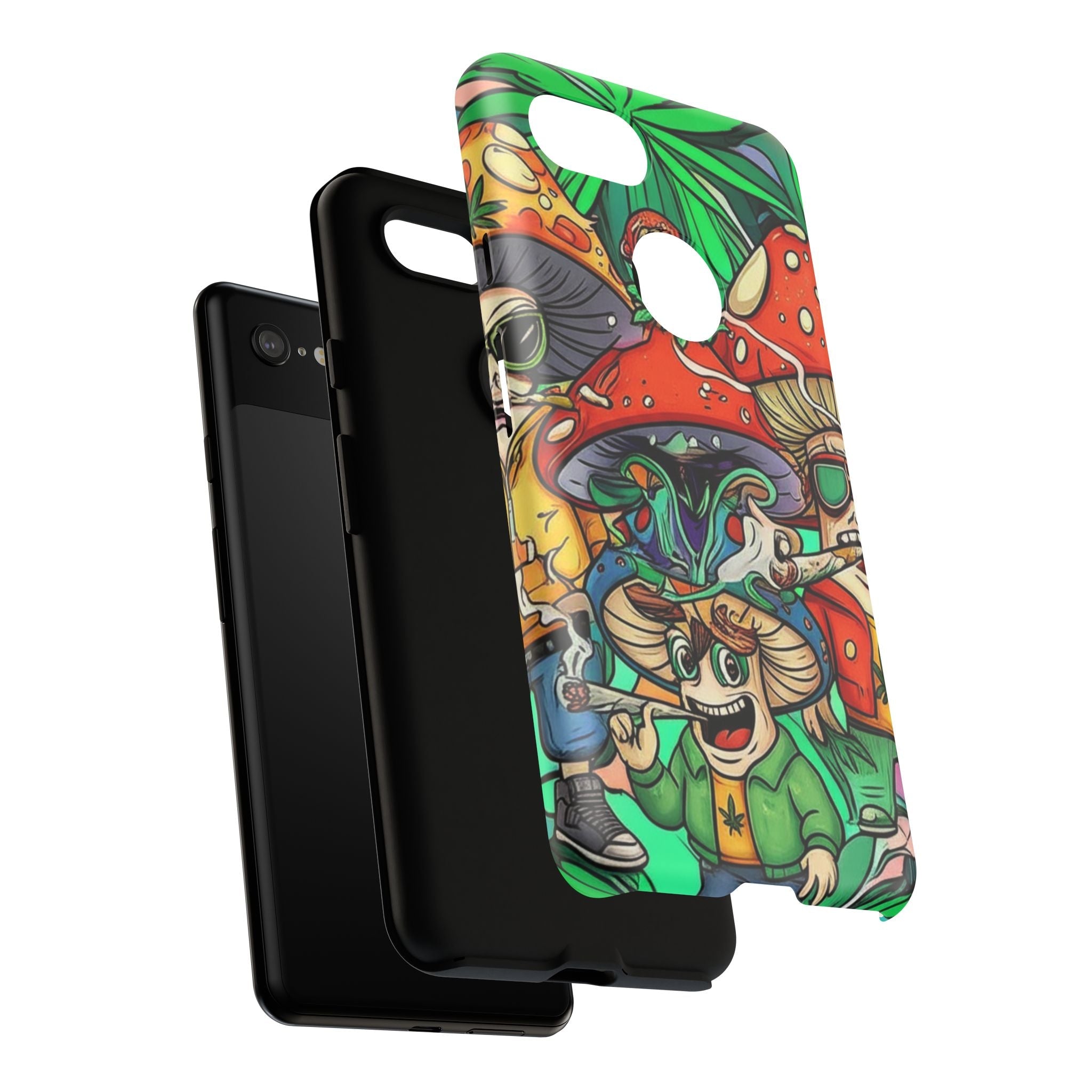 Vibrant Phone Case Featuring Funky Mushroom Art, Tough Cases, Trendy Accessories, Unique Gifts, Eclectic Style, Phone Protection Printify