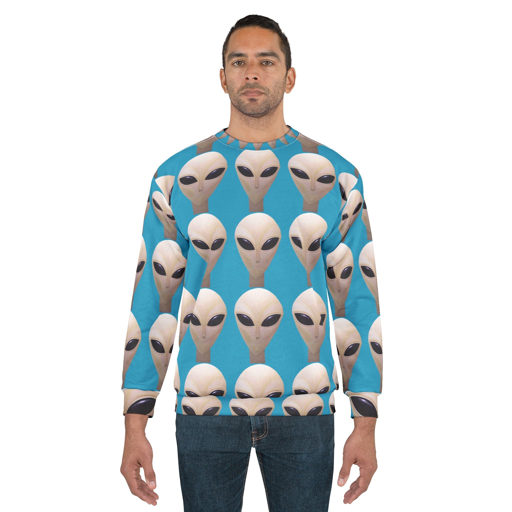 Alien Face Sweatshirt — Retro Extraterrestrial Graphic Crewneck