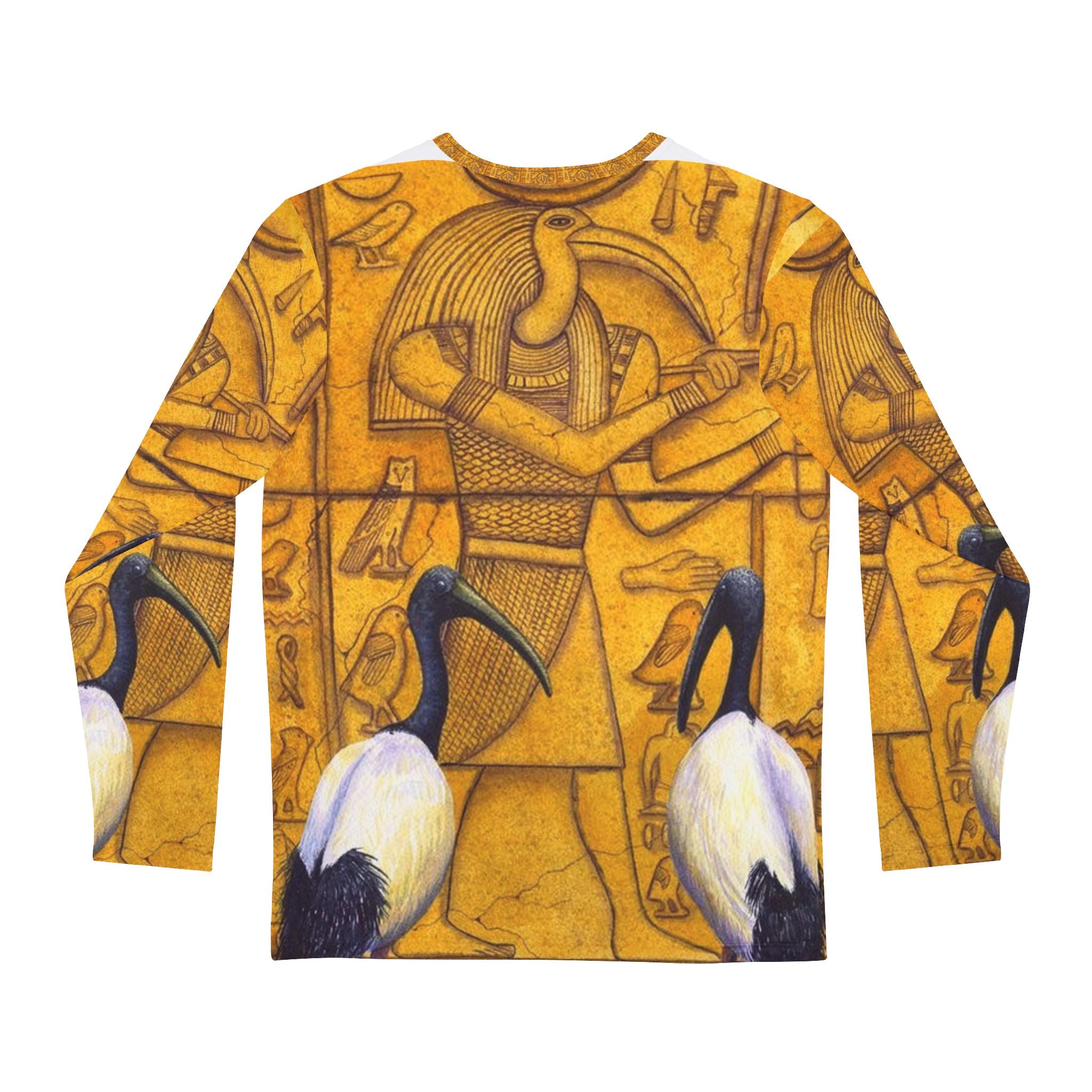 Men's Long Sleeve Egyptian Print Shirt, Unique Casual Apparel, Gifts for Him, Bohemian Style Top, Trendy Layering Piece