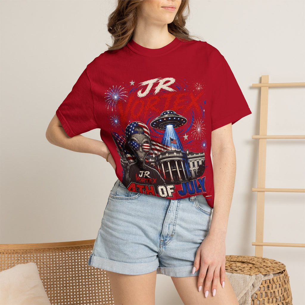 JR Vortex 4th of July UFO Tee — Cosmic Patriot Graphic