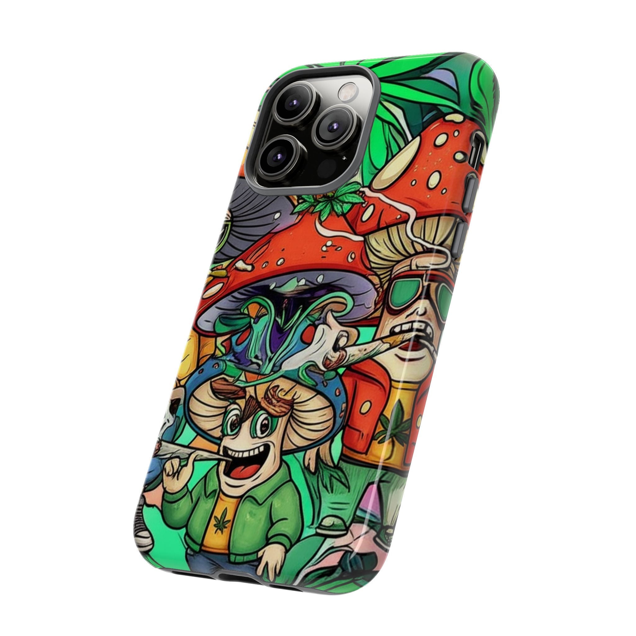 Vibrant Phone Case Featuring Funky Mushroom Art, Tough Cases, Trendy Accessories, Unique Gifts, Eclectic Style, Phone Protection Printify