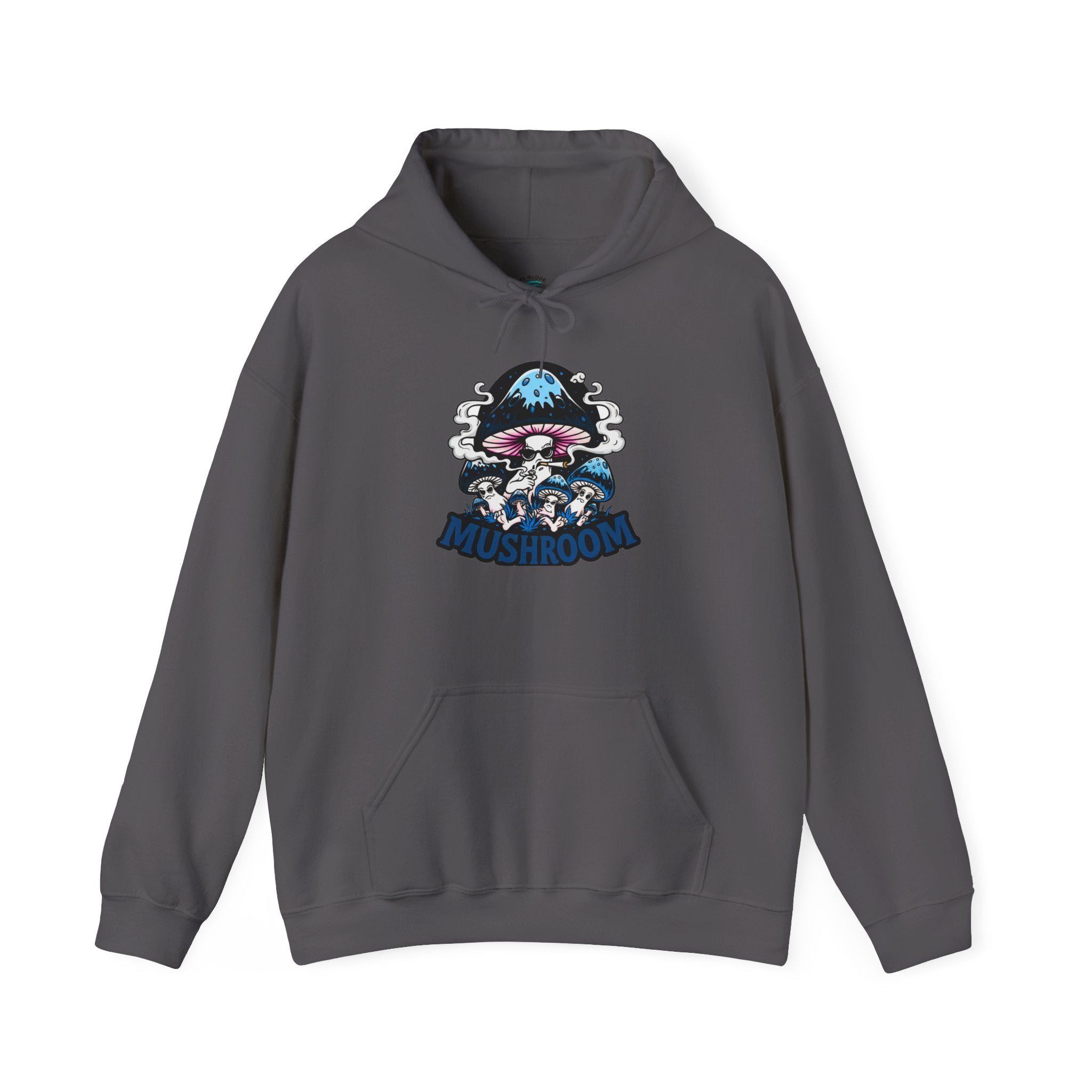 Blue Mushroom Hoodie — Mystical Fungi Graphic Sweatshirt