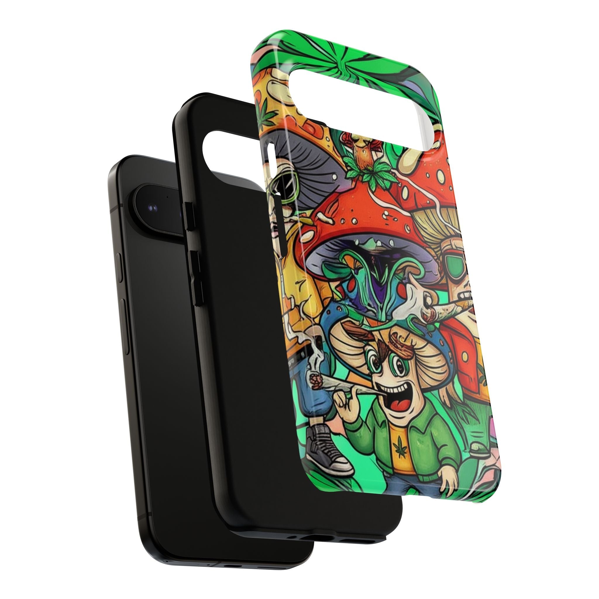 Vibrant Phone Case Featuring Funky Mushroom Art, Tough Cases, Trendy Accessories, Unique Gifts, Eclectic Style, Phone Protection Printify