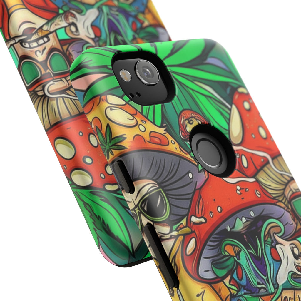 Vibrant Phone Case Featuring Funky Mushroom Art, Tough Cases, Trendy Accessories, Unique Gifts, Eclectic Style, Phone Protection Printify