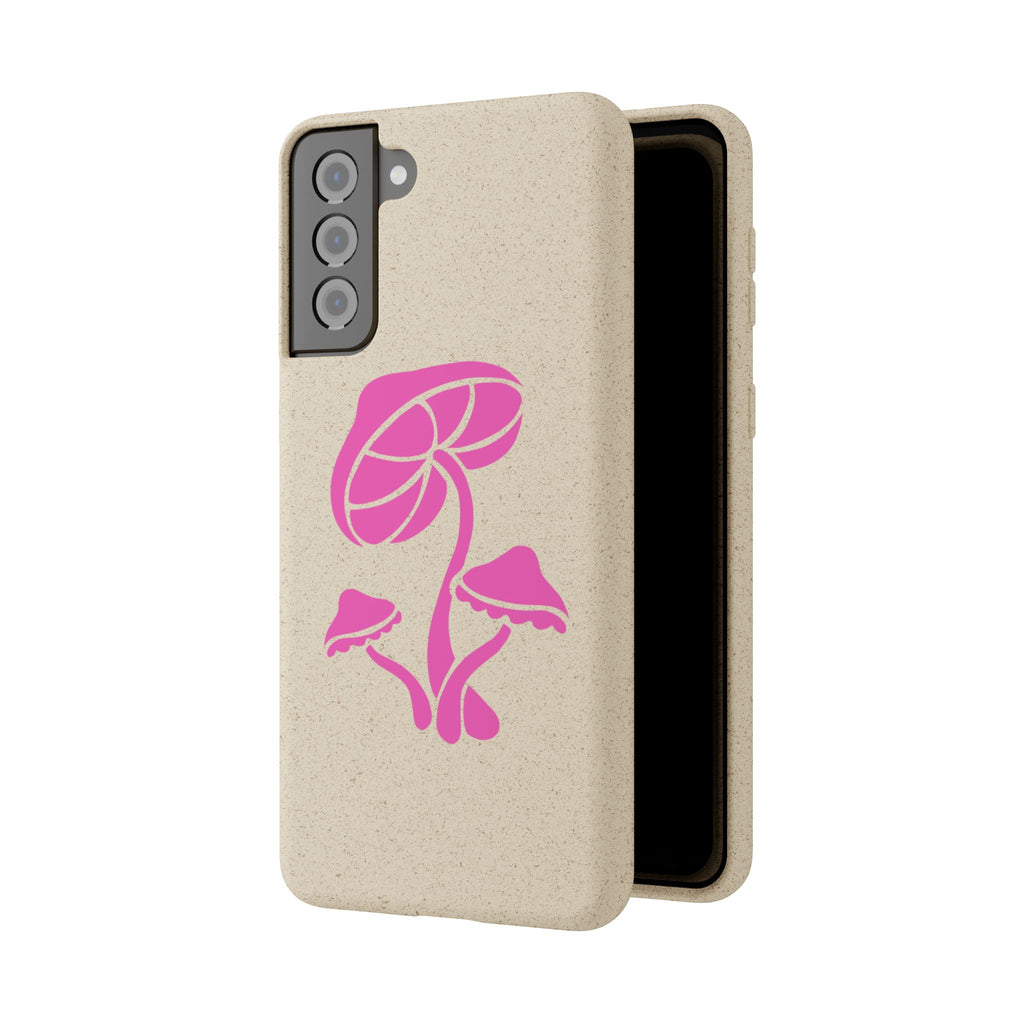 Eco-Friendly Phone Case with Pink Mushroom Design, Biodegradable Phone Cover, Sustainable Gift for Nature Lovers, Earth Day Gift, Cute Phone