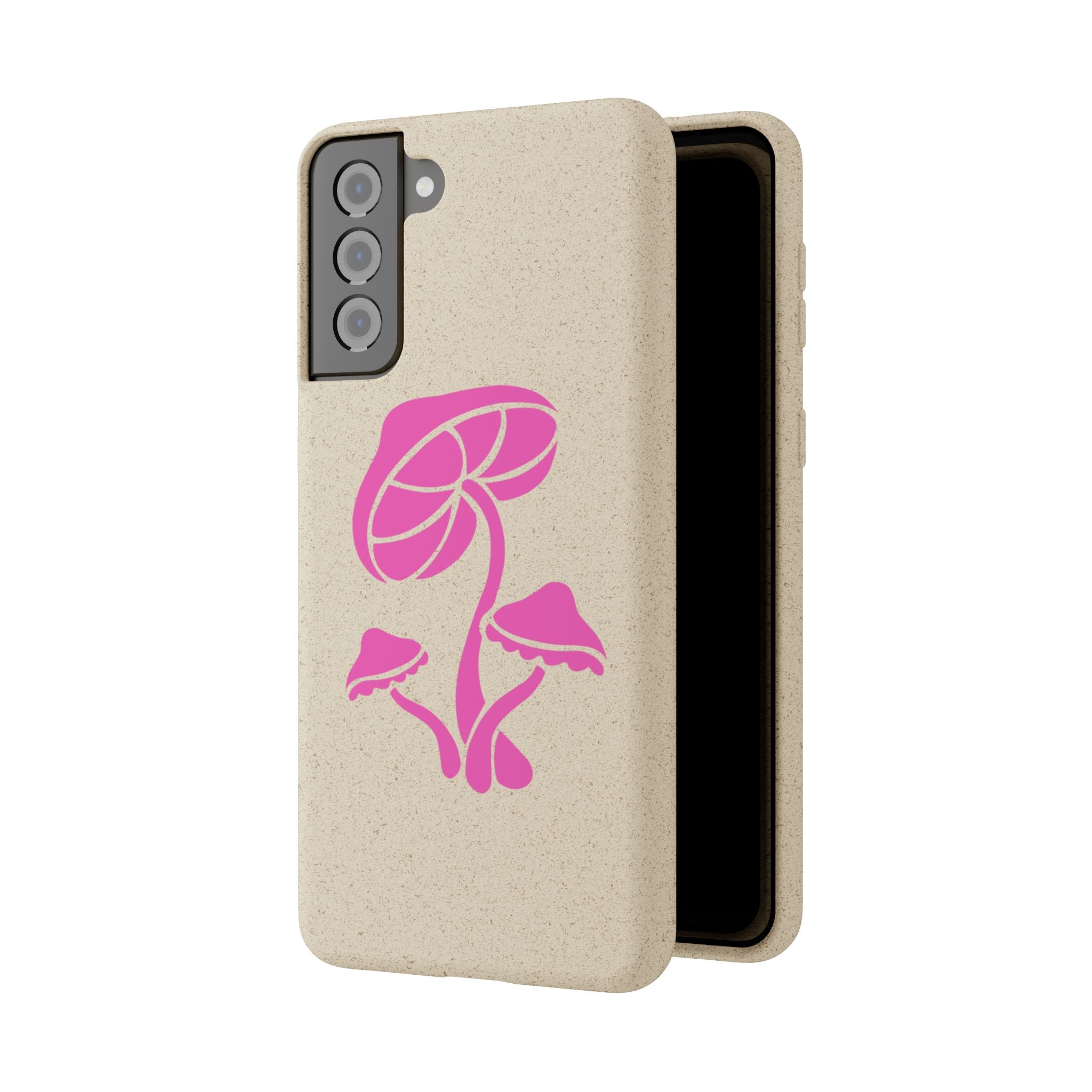 Eco-Friendly Phone Case with Pink Mushroom Design, Biodegradable Phone Cover, Sustainable Gift for Nature Lovers, Earth Day Gift, Cute Phone
