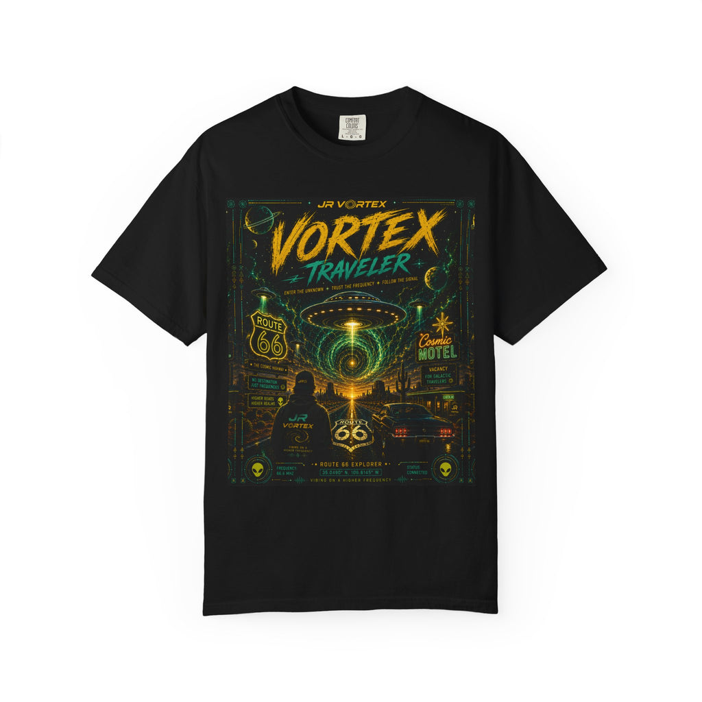 Vortex Traveler T-Shirt — Retro Sci‑Fi Roadtrip Graphic Tee