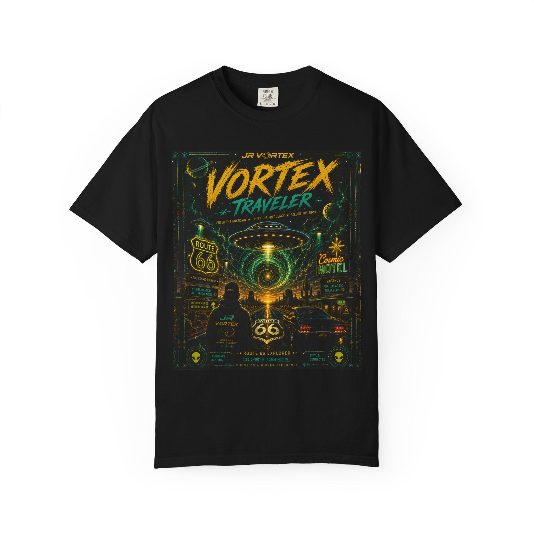 Vortex Traveler T-Shirt — Retro Sci‑Fi Roadtrip Graphic Tee