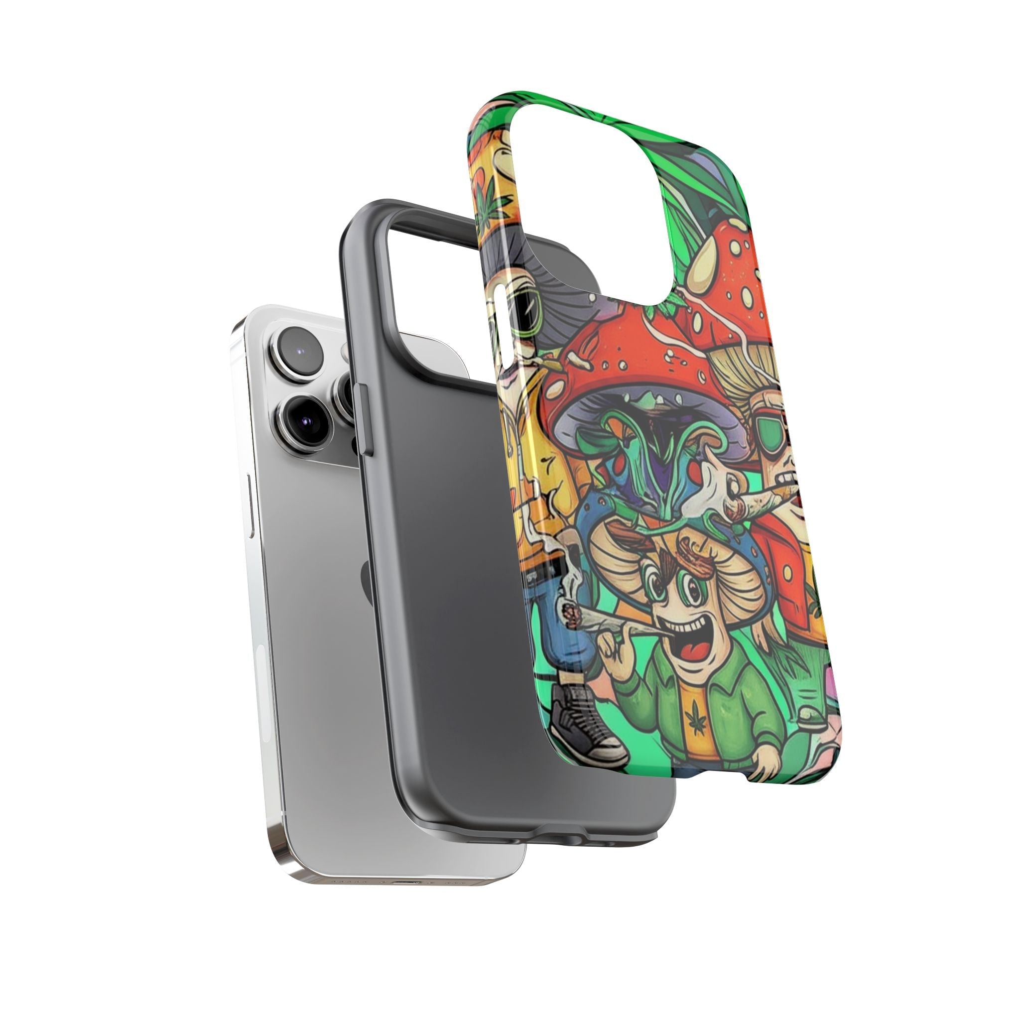 Vibrant Phone Case Featuring Funky Mushroom Art, Tough Cases, Trendy Accessories, Unique Gifts, Eclectic Style, Phone Protection Printify