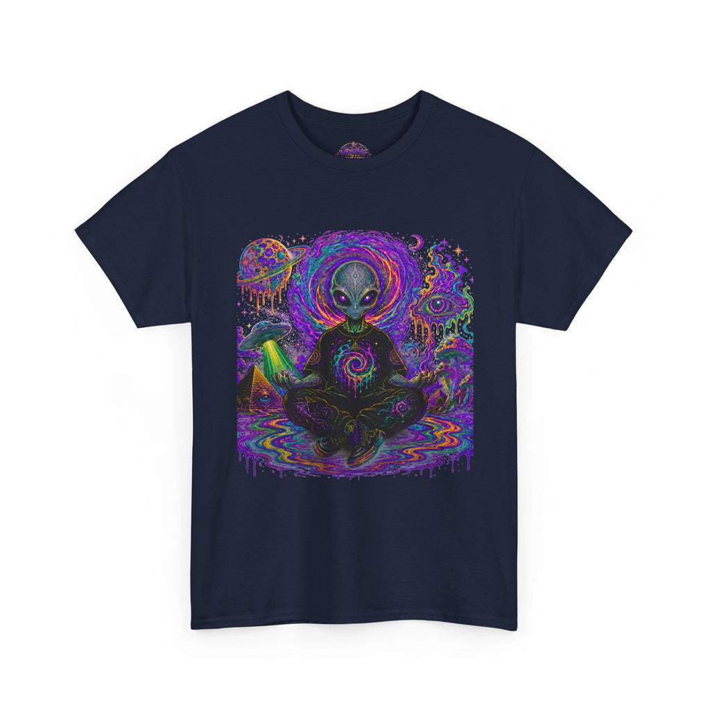 Alien Meditation T-Shirt — Psychedelic Cosmic Yoga Graphic Tee