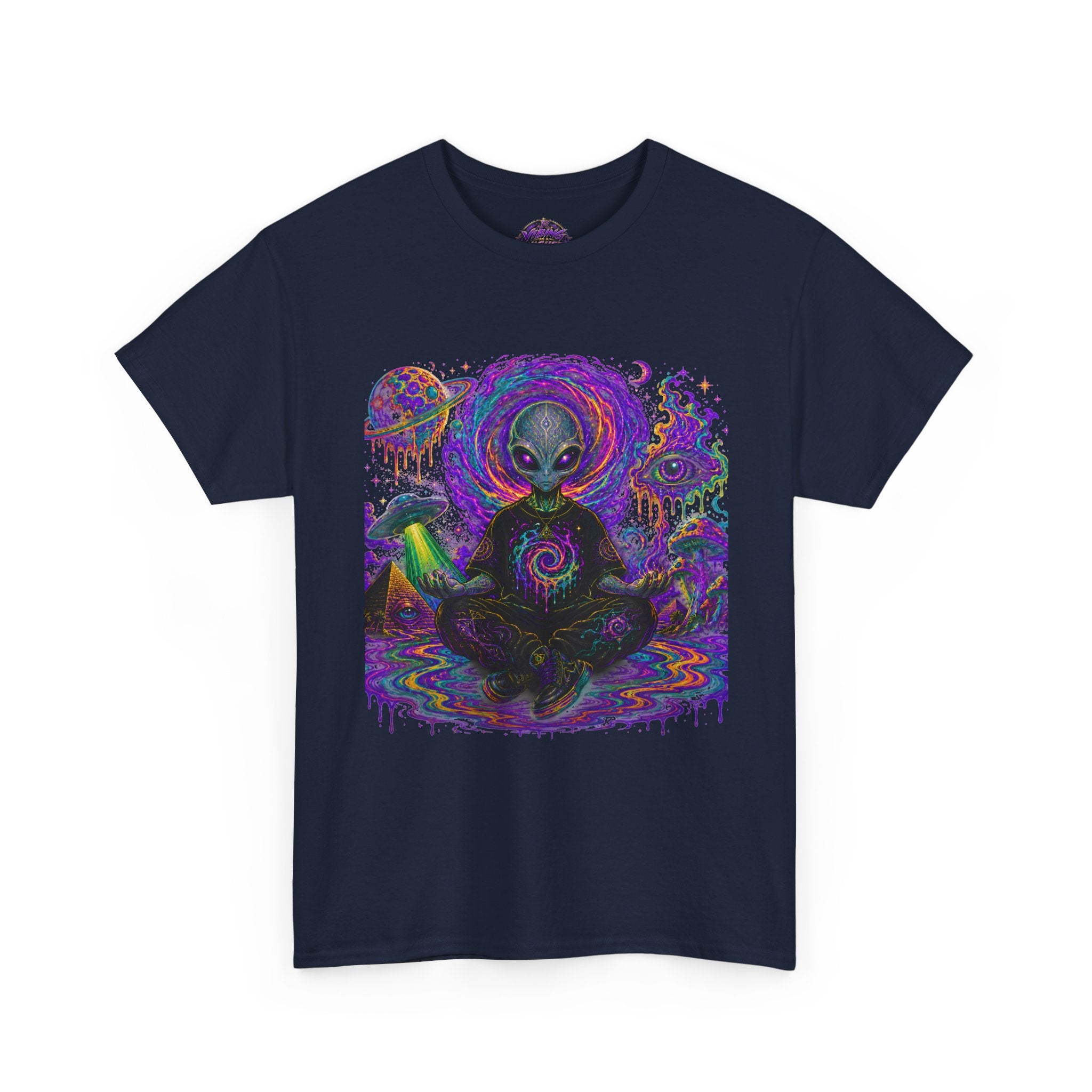 Alien Meditation T-Shirt — Psychedelic Cosmic Yoga Graphic Tee