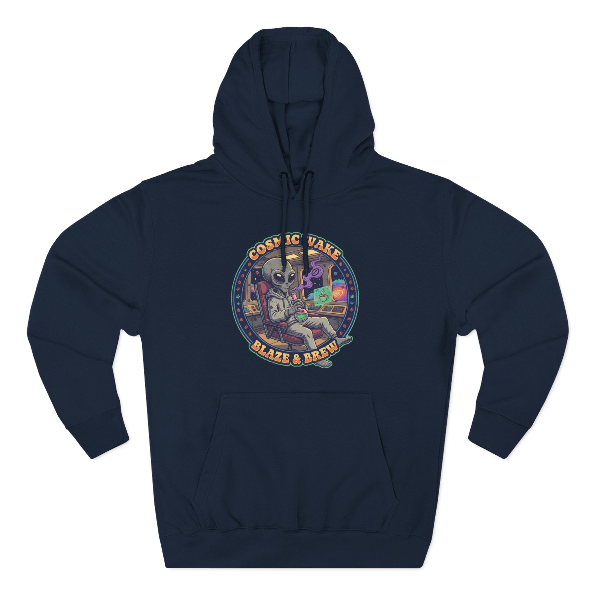 Cosmic Vape 'Blaze & Brew' Graphic Hoodie – Retro Space Vaporwave Pullover