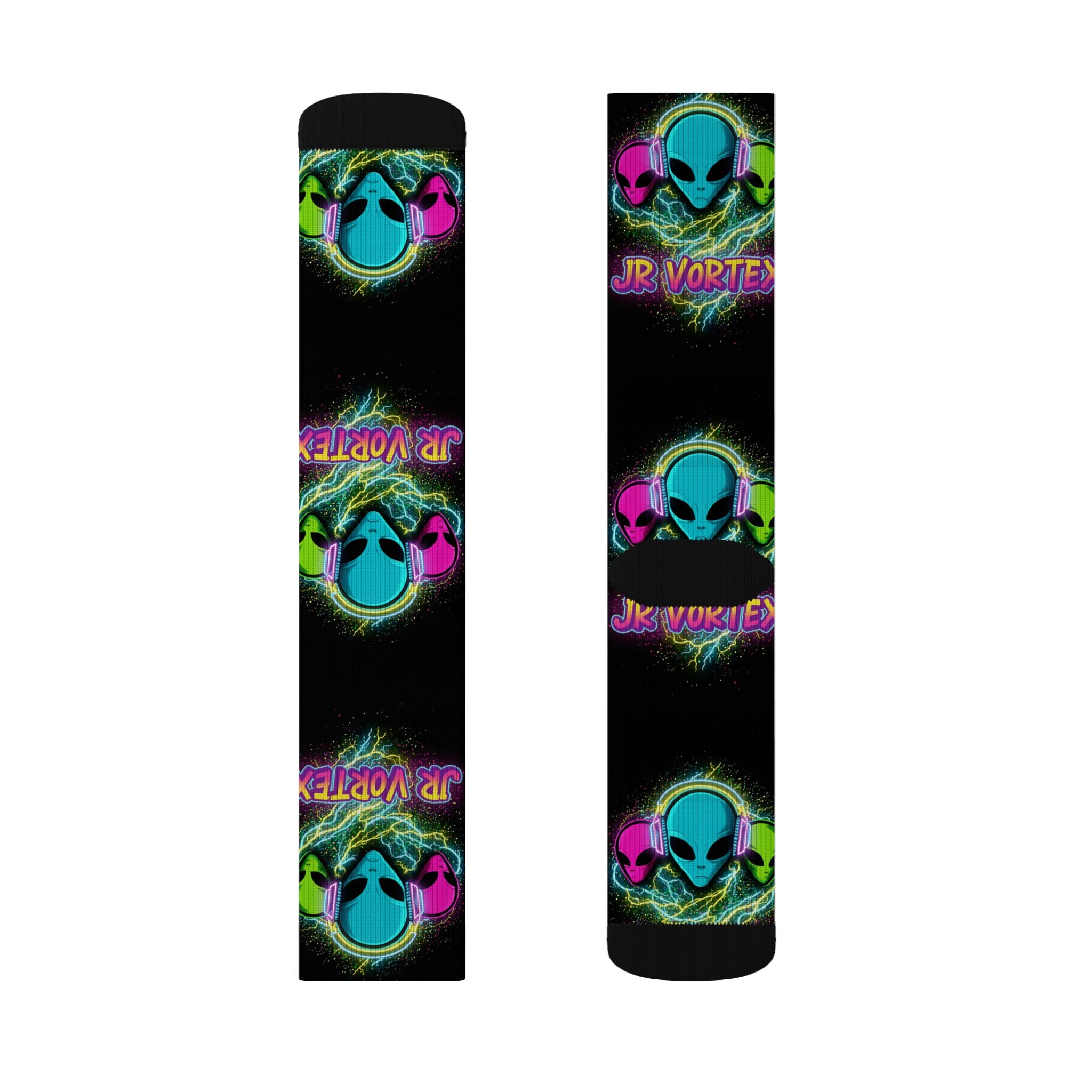 Alien Vape Neon Sublimation Socks — Retro Cyber Glow Crew Socks✨️