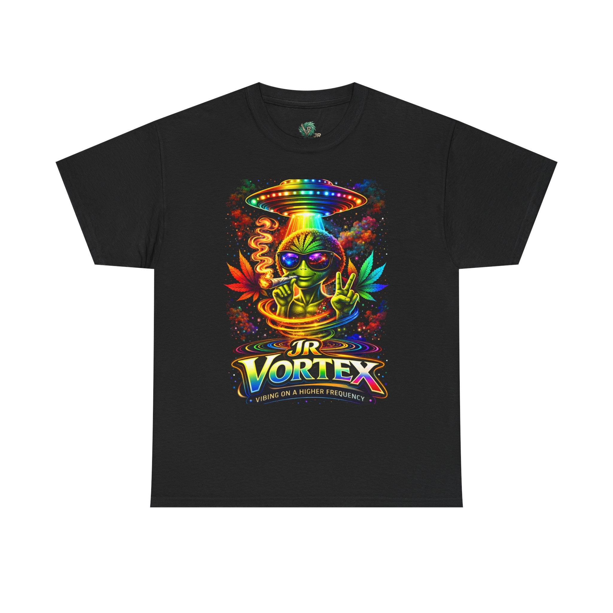 JR Vortex Alien UFO Tee – Psychedelic Cannabis Streetwear T-Shirt | Vibing on a Higher Frequency