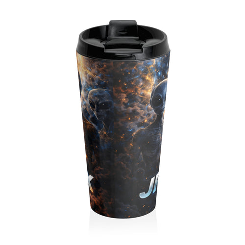 Alien Vortex Stainless Steel Travel Mug — Sci‑Fi Extraterrestrial Design