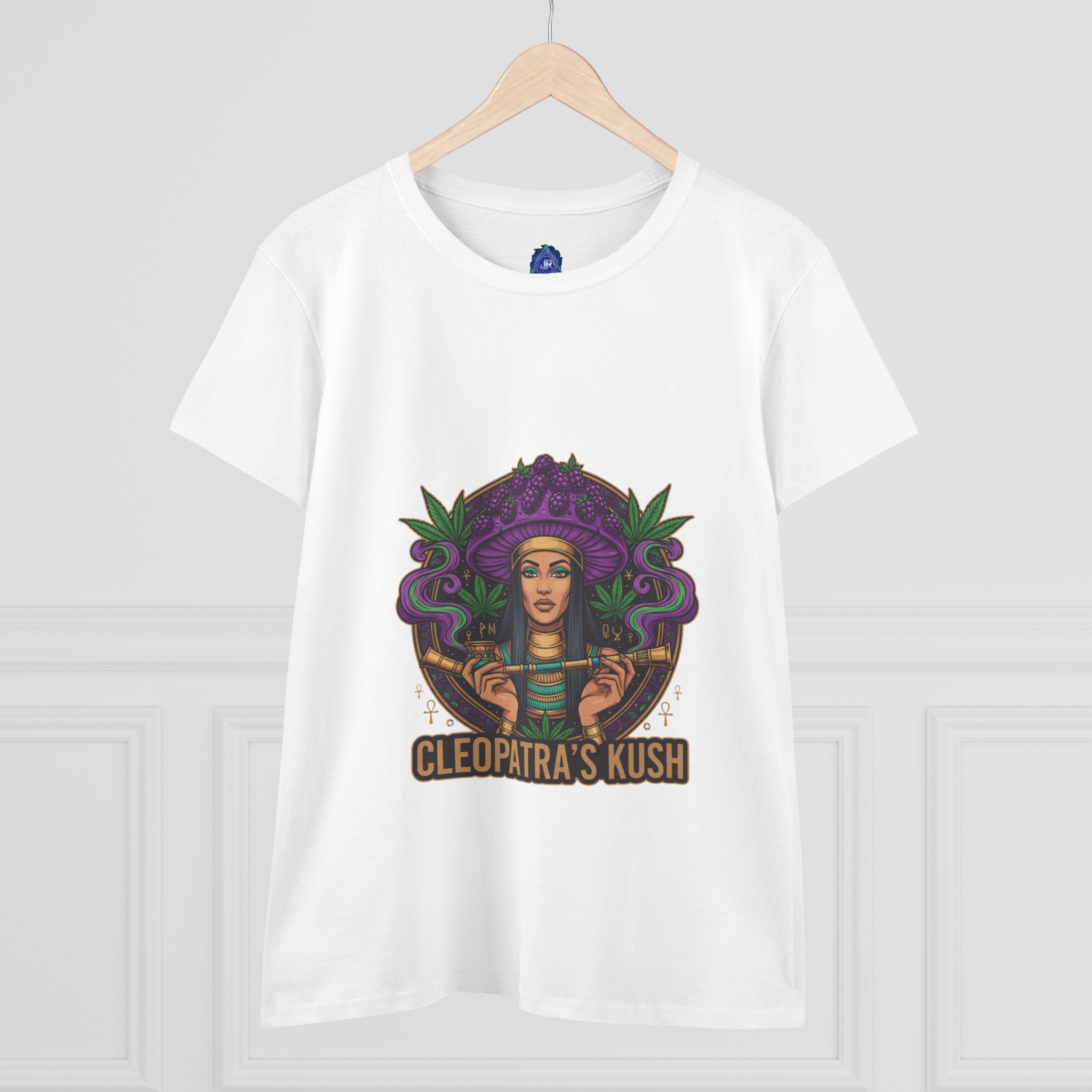 Cleopatra's Kush Women's Midweight Cotton Tee - Stylish Cannabis-Inspired T-Shirt
