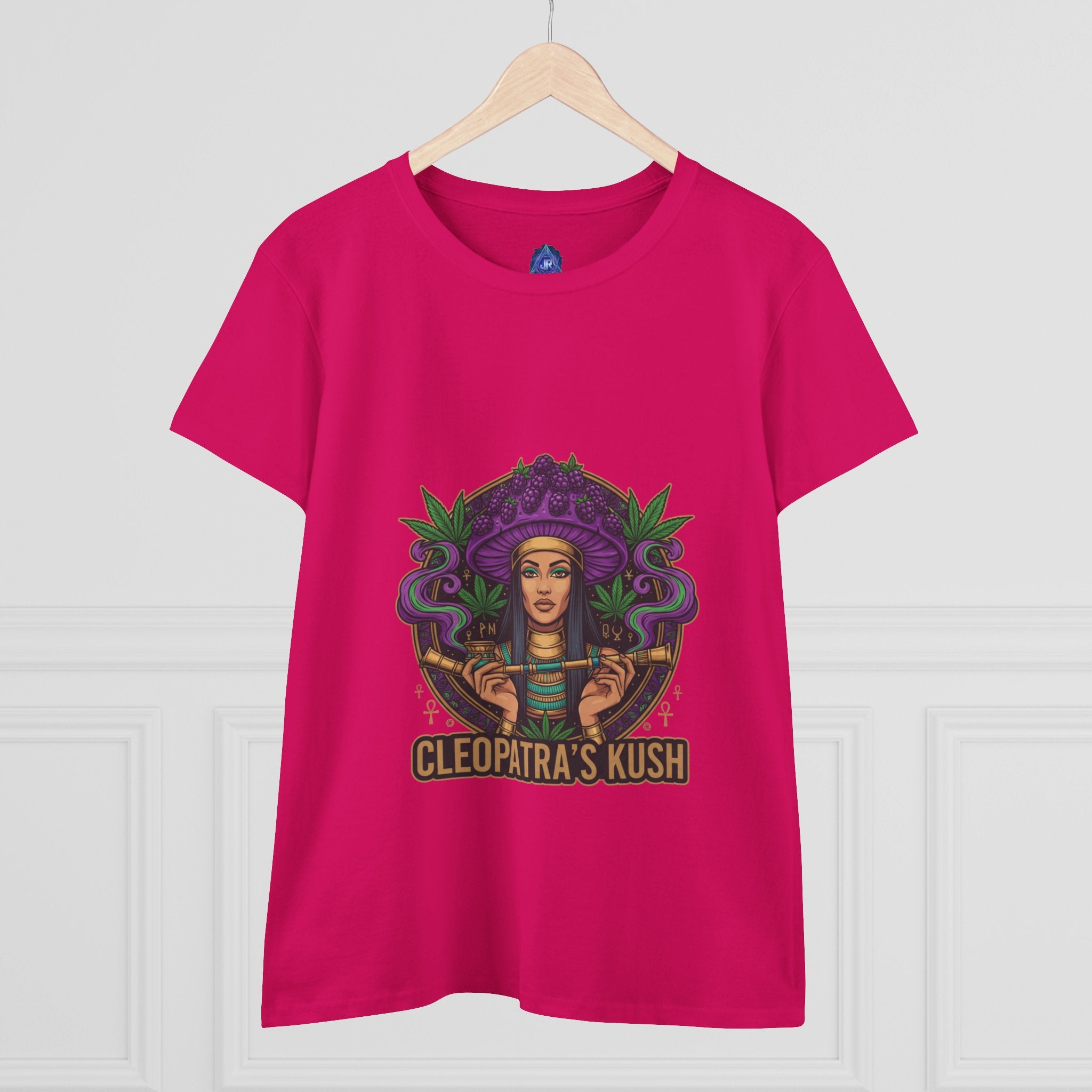 Cleopatra's Kush Women's Midweight Cotton Tee - Stylish Cannabis-Inspired T-Shirt