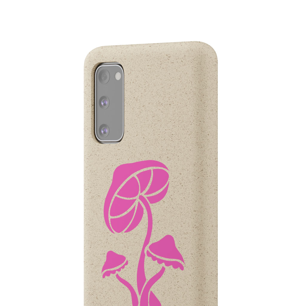 Eco-Friendly Phone Case with Pink Mushroom Design, Biodegradable Phone Cover, Sustainable Gift for Nature Lovers, Earth Day Gift, Cute Phone