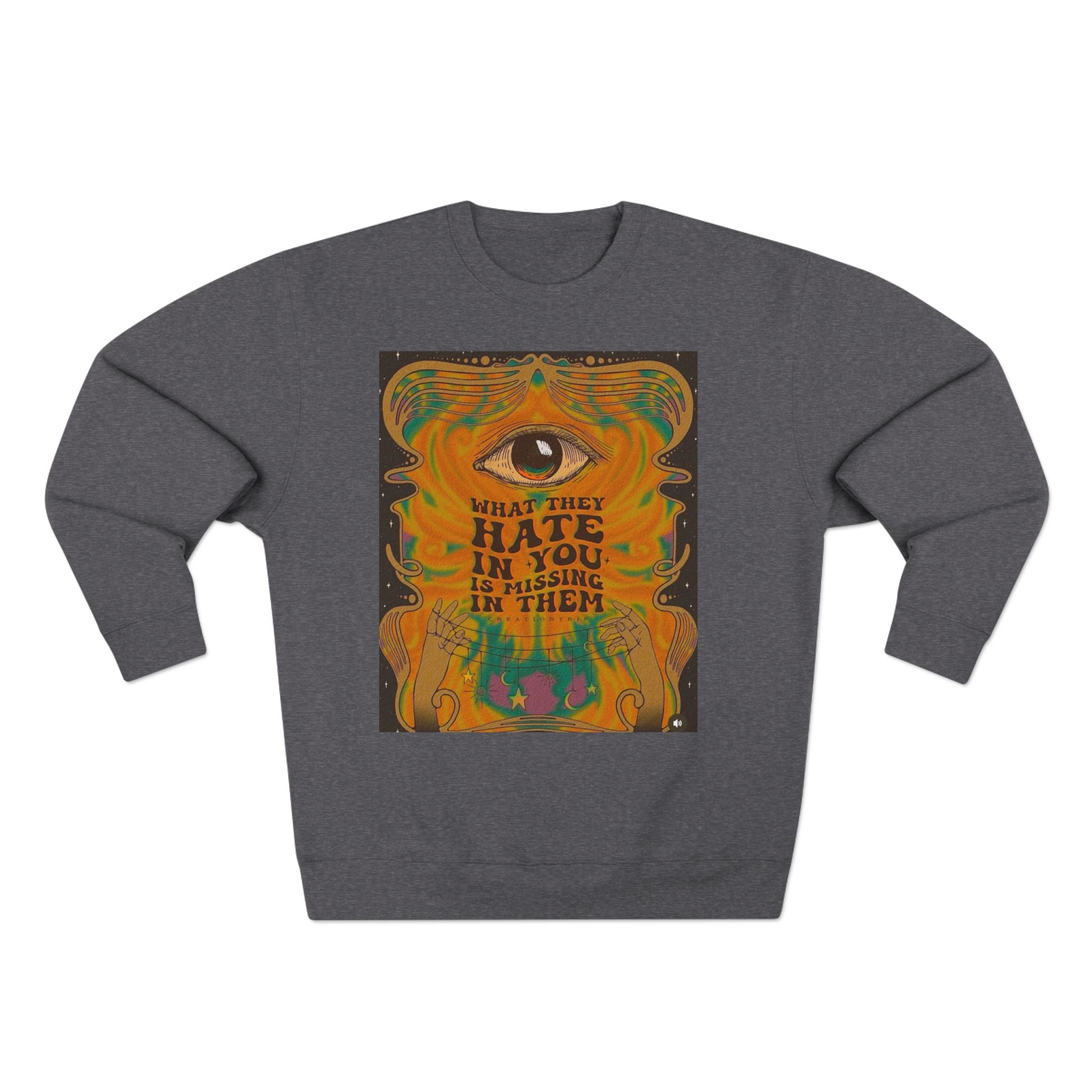 Psychedelic Third Eye Crewneck Sweatshirt – "What They Hate in You is Rising in Them" Graphic