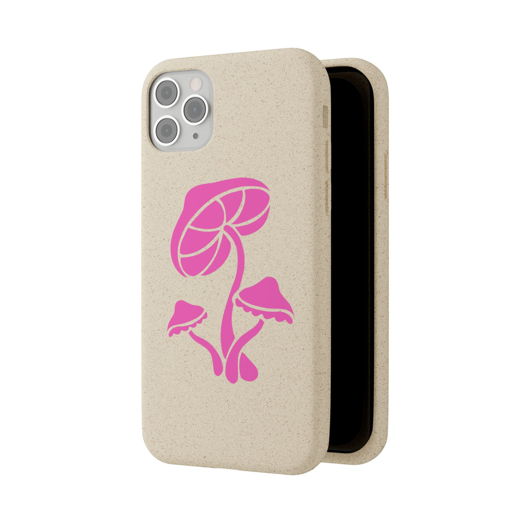 Eco-Friendly Phone Case with Pink Mushroom Design, Biodegradable Phone Cover, Sustainable Gift for Nature Lovers, Earth Day Gift, Cute Phone