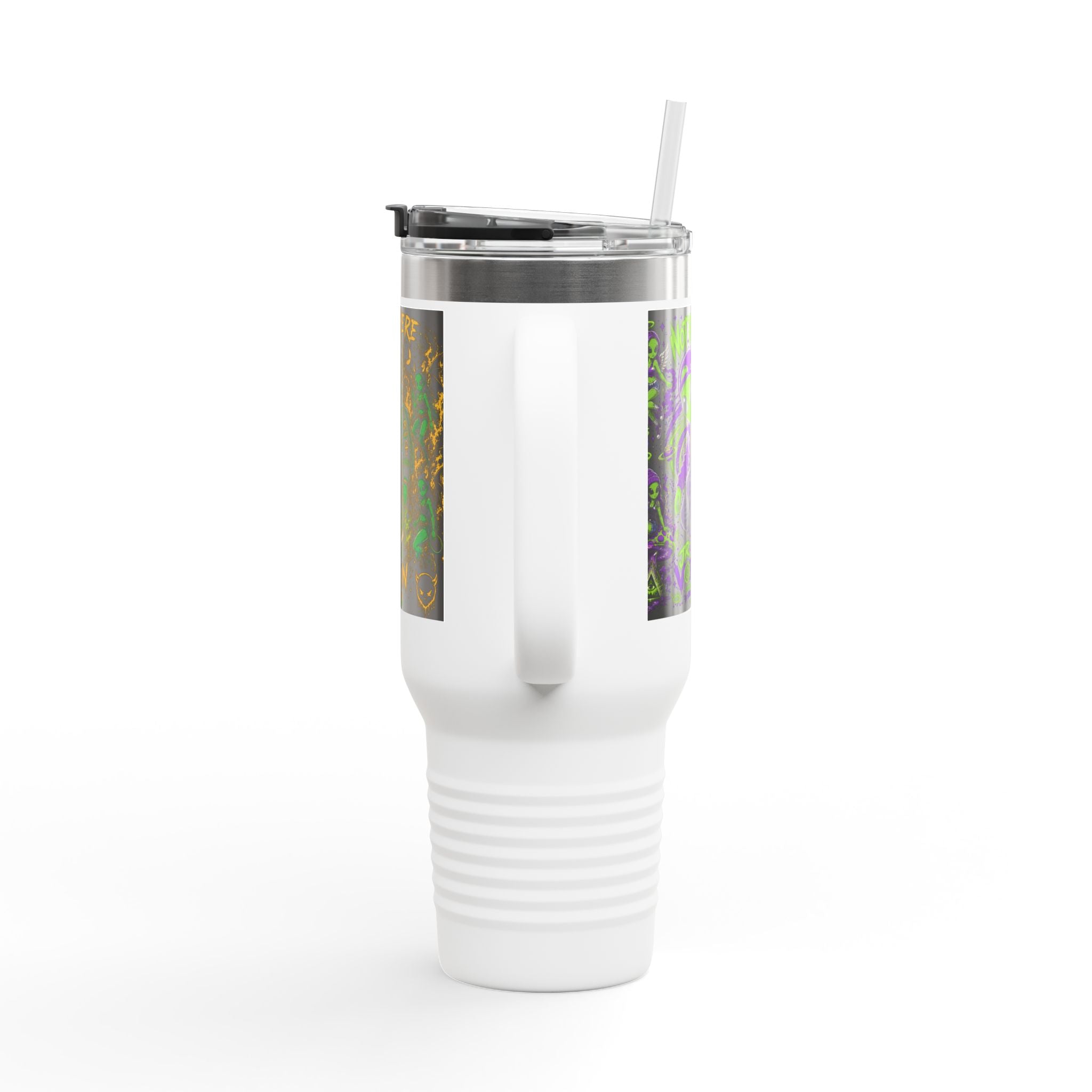 40oz Insulated Travel Mug — "Not From Here to Fit In" Alien Graphic