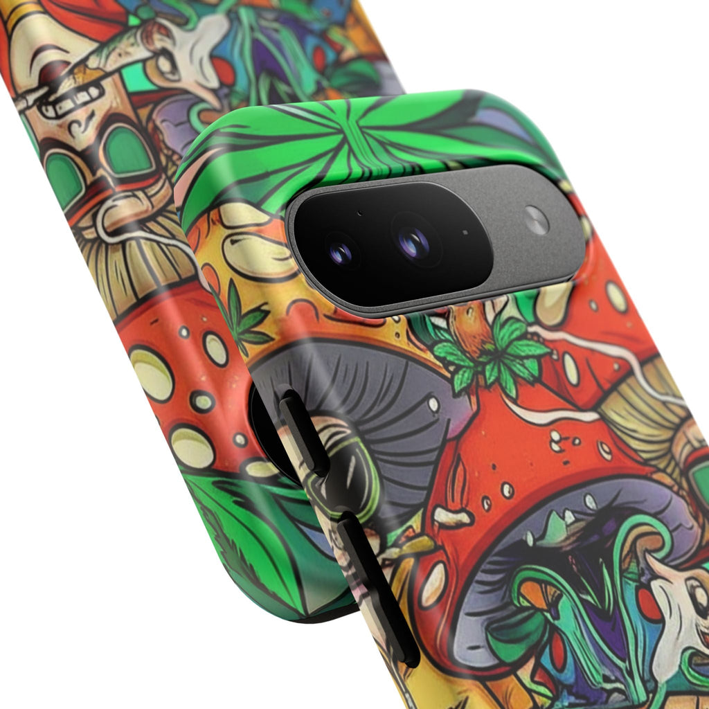 Vibrant Phone Case Featuring Funky Mushroom Art, Tough Cases, Trendy Accessories, Unique Gifts, Eclectic Style, Phone Protection Printify