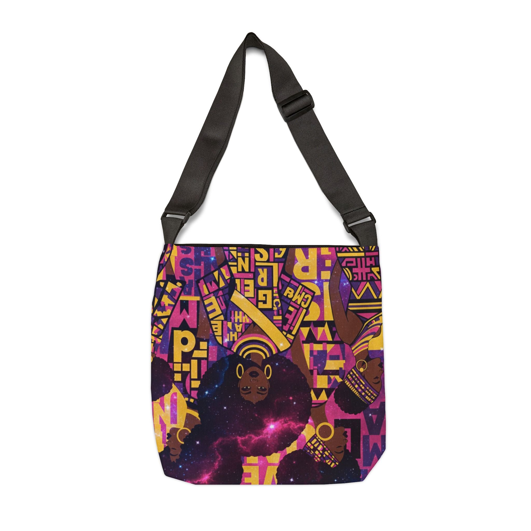 Afro Galaxy Art Adjustable Tote — Bold Afrocentric Pattern Shoulder Bag