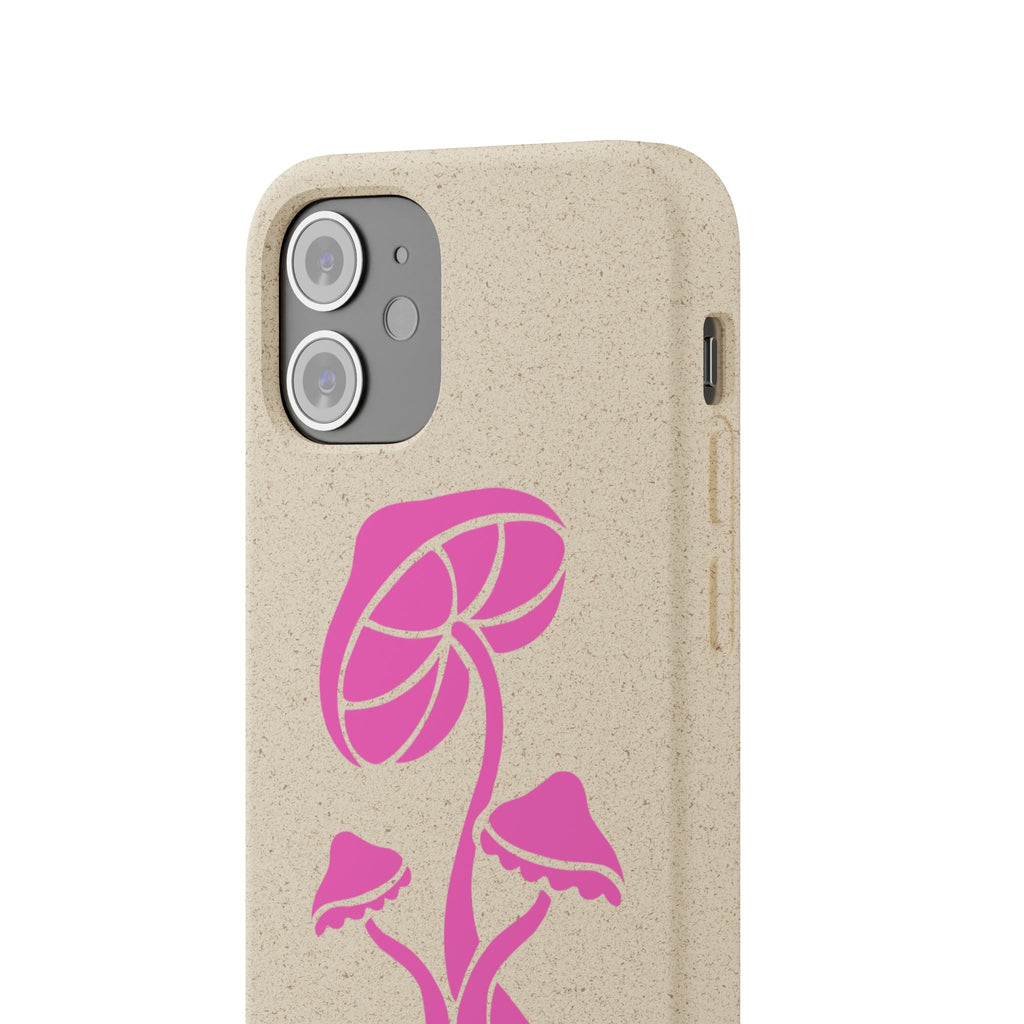 Eco-Friendly Phone Case with Pink Mushroom Design, Biodegradable Phone Cover, Sustainable Gift for Nature Lovers, Earth Day Gift, Cute Phone