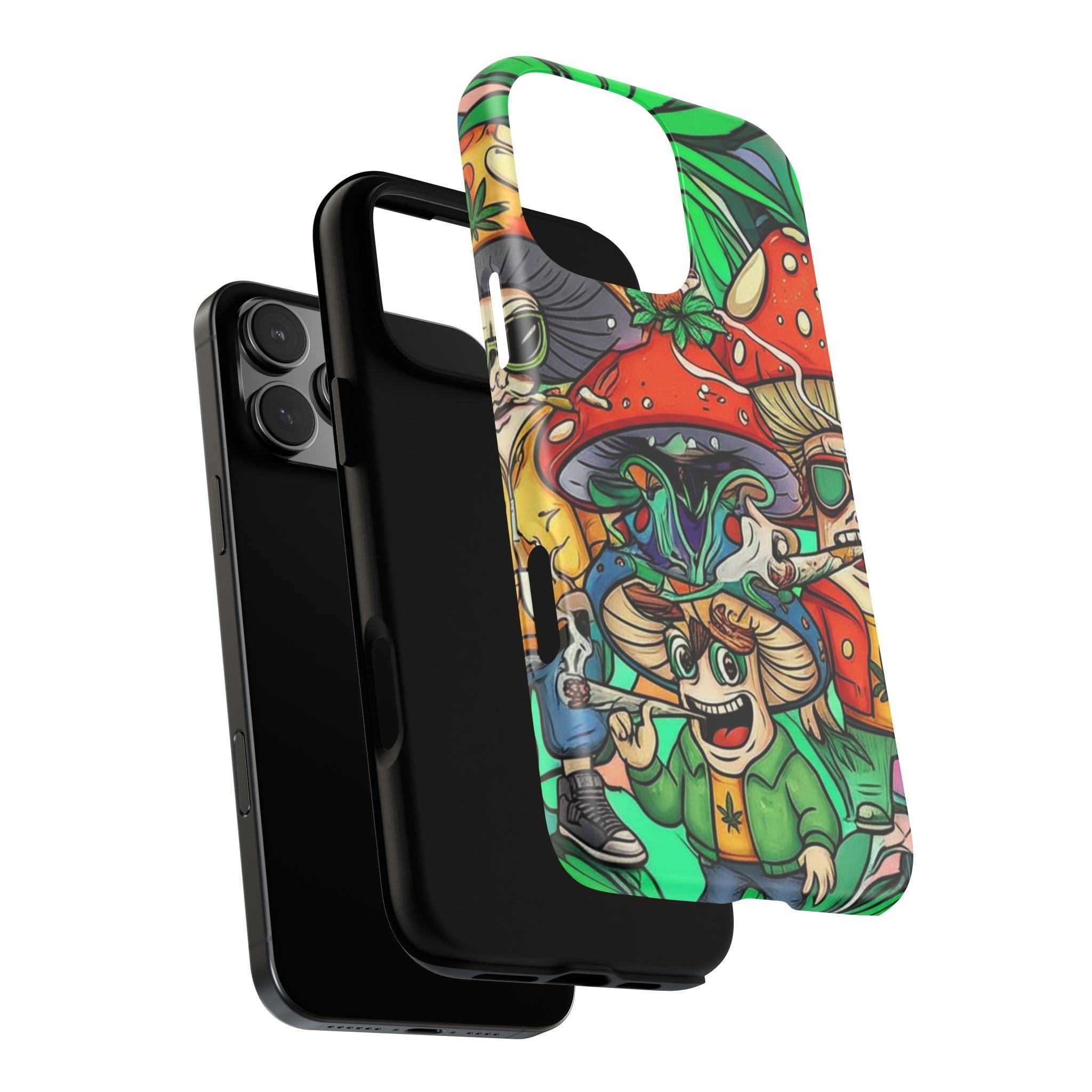 Vibrant Phone Case Featuring Funky Mushroom Art, Tough Cases, Trendy Accessories, Unique Gifts, Eclectic Style, Phone Protection Printify
