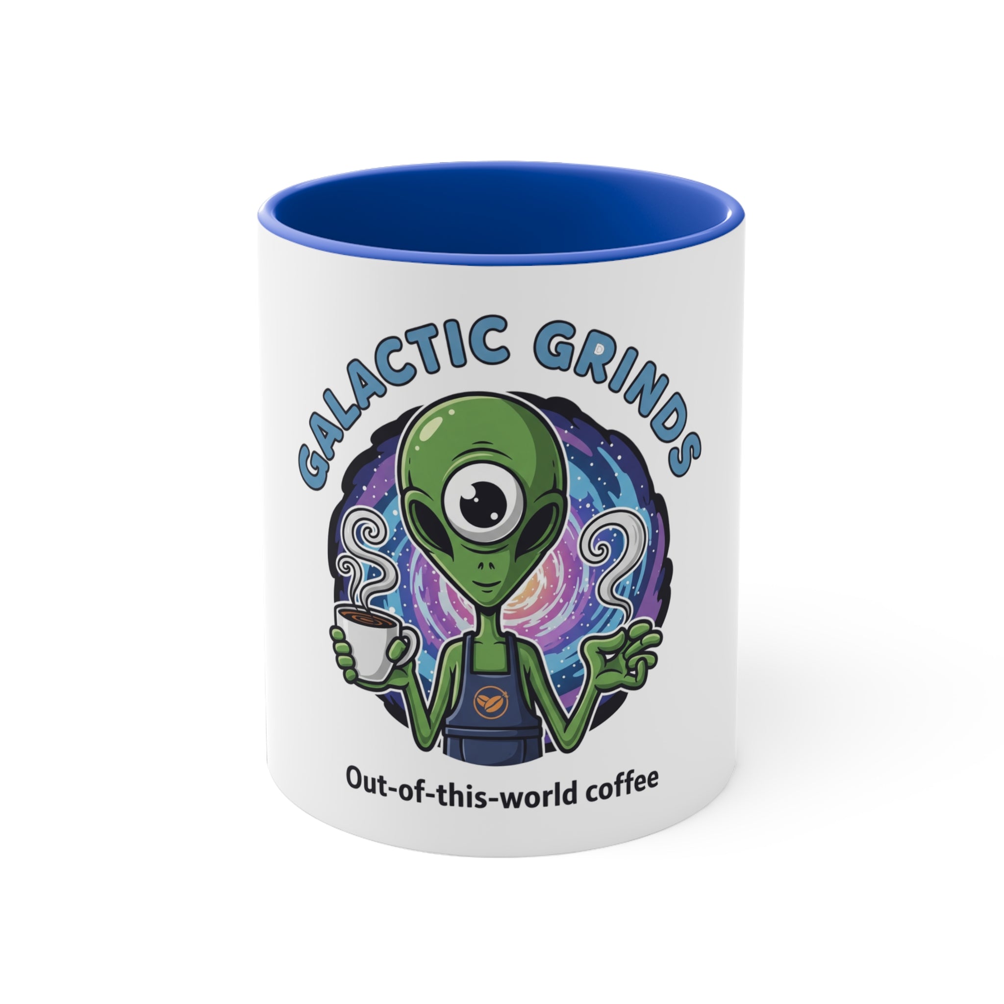 Galactic Grinds Alien 11oz Accent Mug, Fun Coffee Mug for Sci-Fi Lovers, Unique Gift for Birthdays and Holidays, Quirky Drinkware☕️