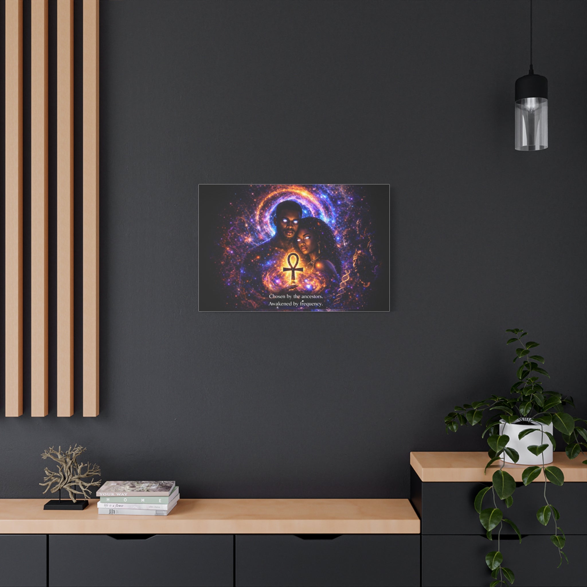 Ankh of the Cosmos Canvas Art — Afrocentric Mystic Couple Matte Stretched Print Printify