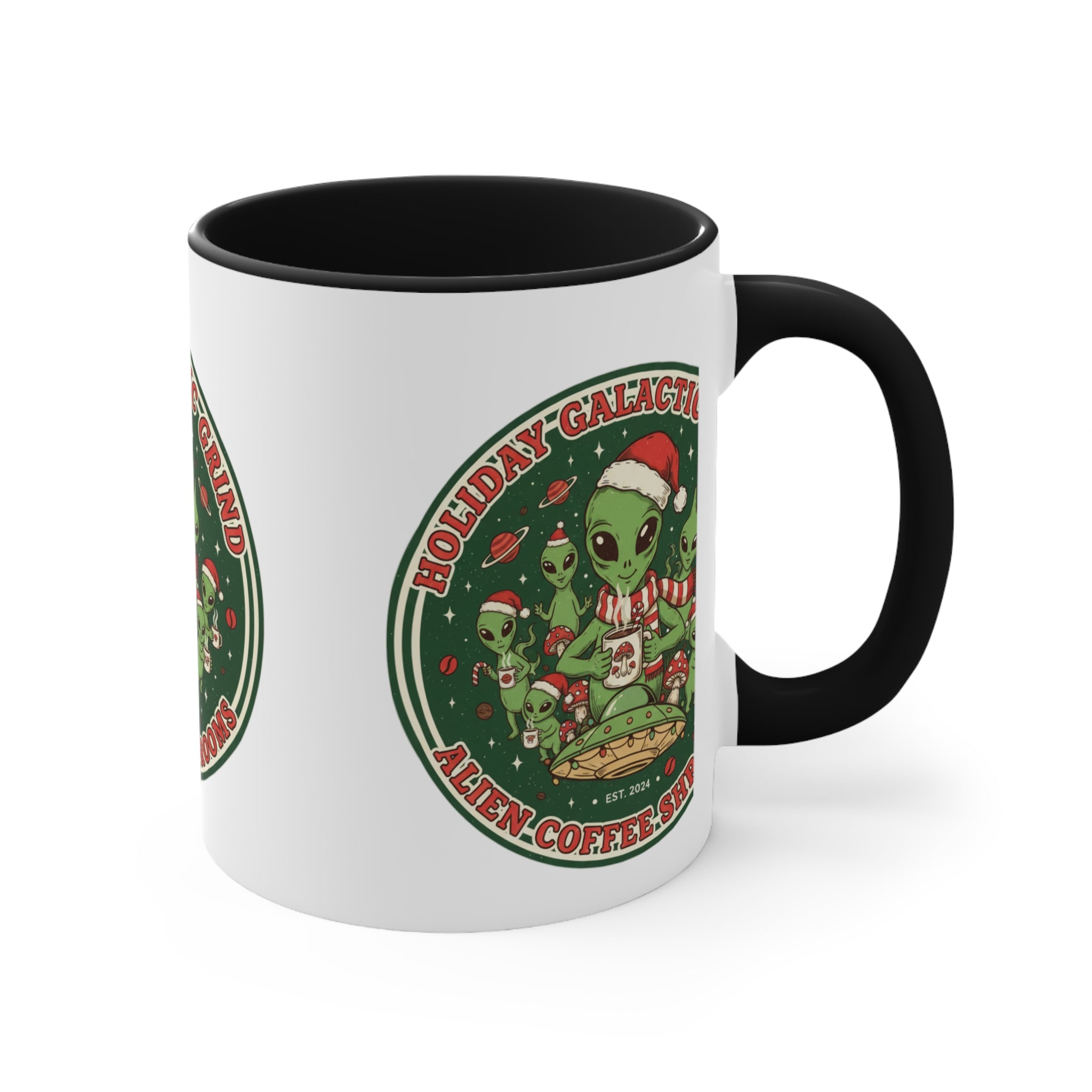 Holiday Galactic Grind Coffee Mug — Alien Coffee Shop Christmas Accent Mug☕️❄️