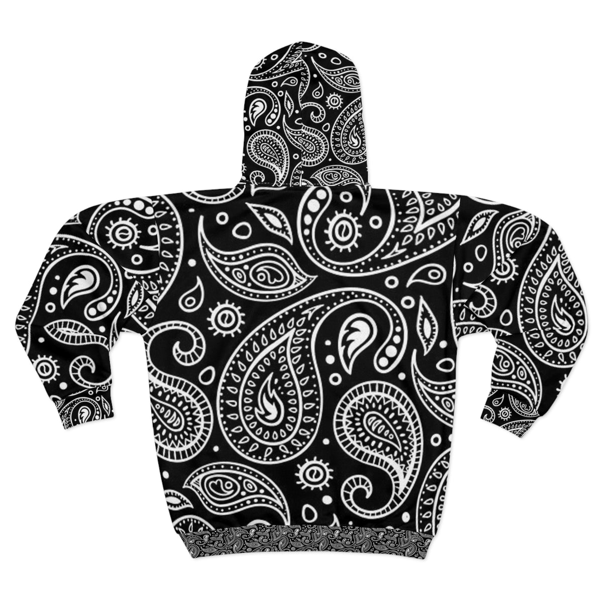 Black Paisley Bandana Zip Hoodie (AOP)
