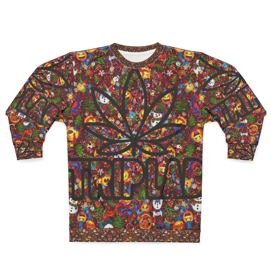 Marijuana Leaf Trippy All-Over Print Sweatshirt — Psychedelic Stoner Crewneck