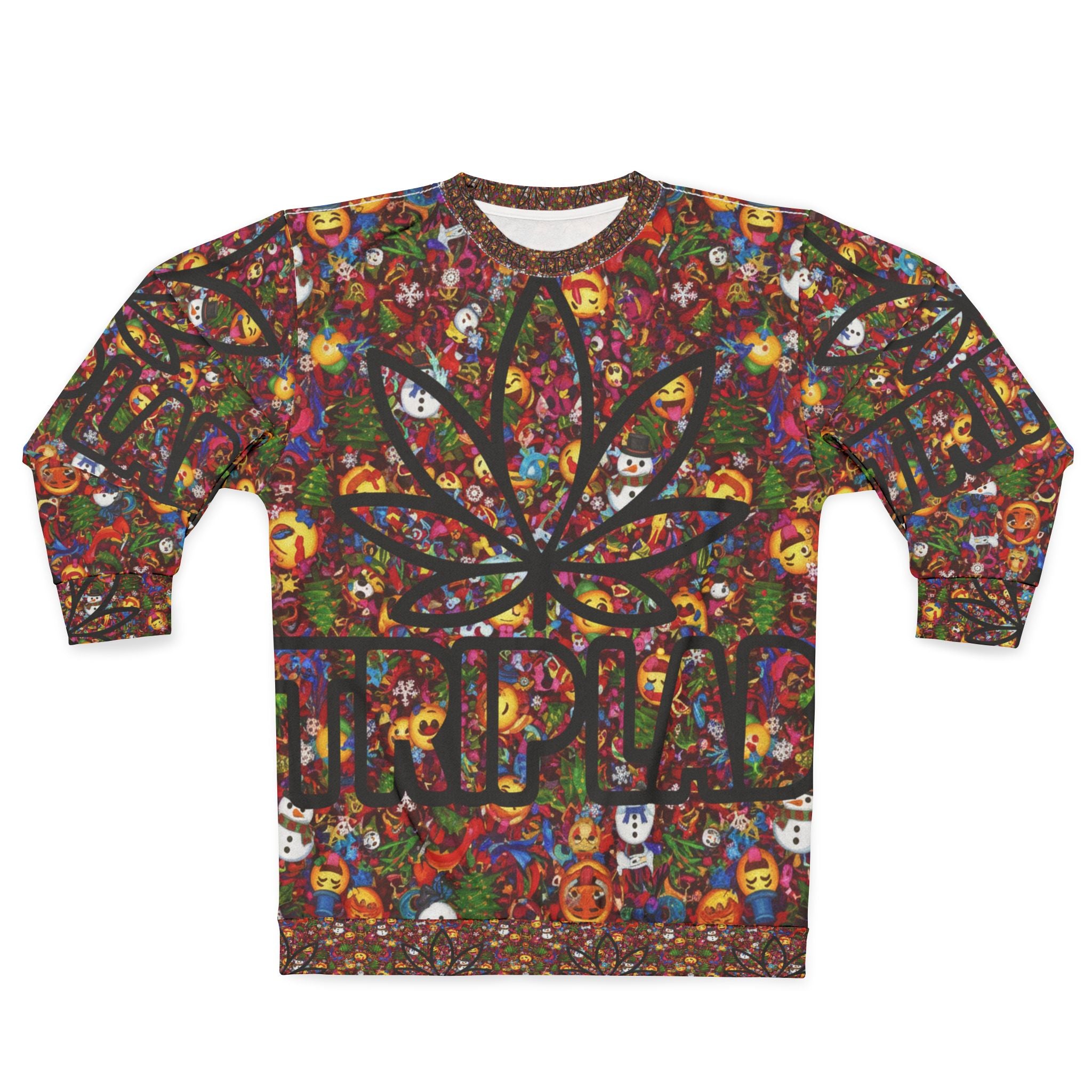 Marijuana Leaf Trippy All-Over Print Sweatshirt — Psychedelic Stoner Crewneck