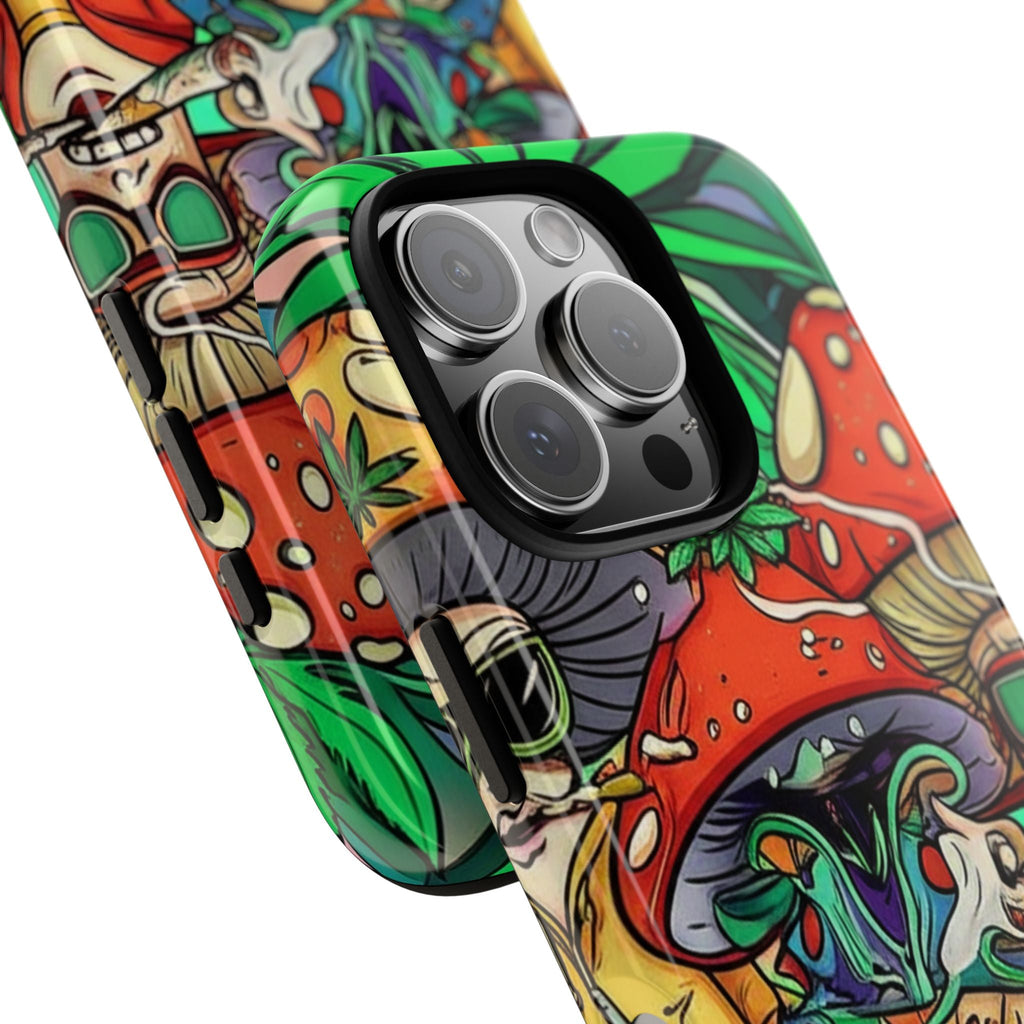 Vibrant Phone Case Featuring Funky Mushroom Art, Tough Cases, Trendy Accessories, Unique Gifts, Eclectic Style, Phone Protection Printify