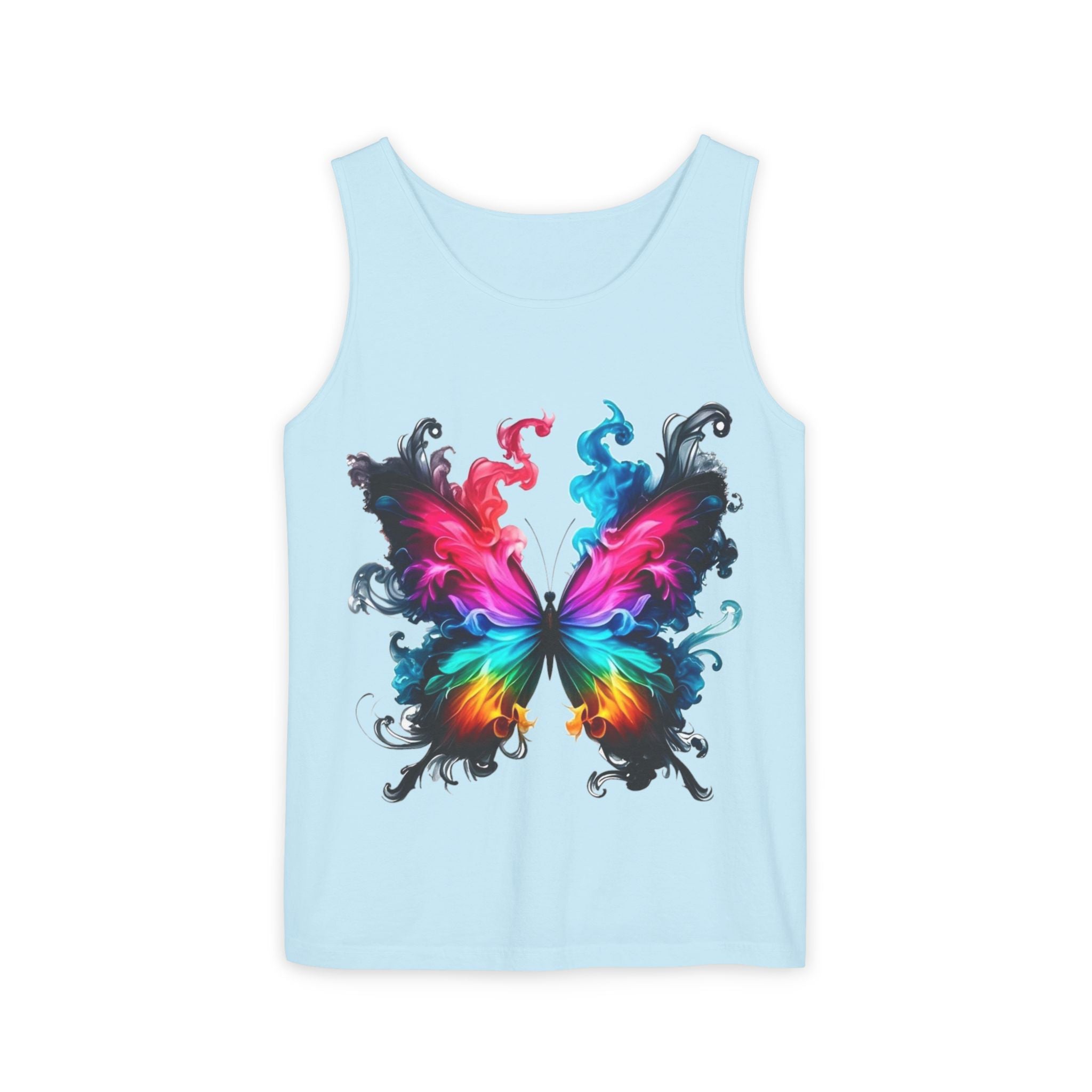 Vibrant Butterfly Design Unisex Tank Top | Colorful Summer Sleeveless Shirt, Gift for Nature Lovers, Festival Wear, Eco-Friendly Fashion Printify